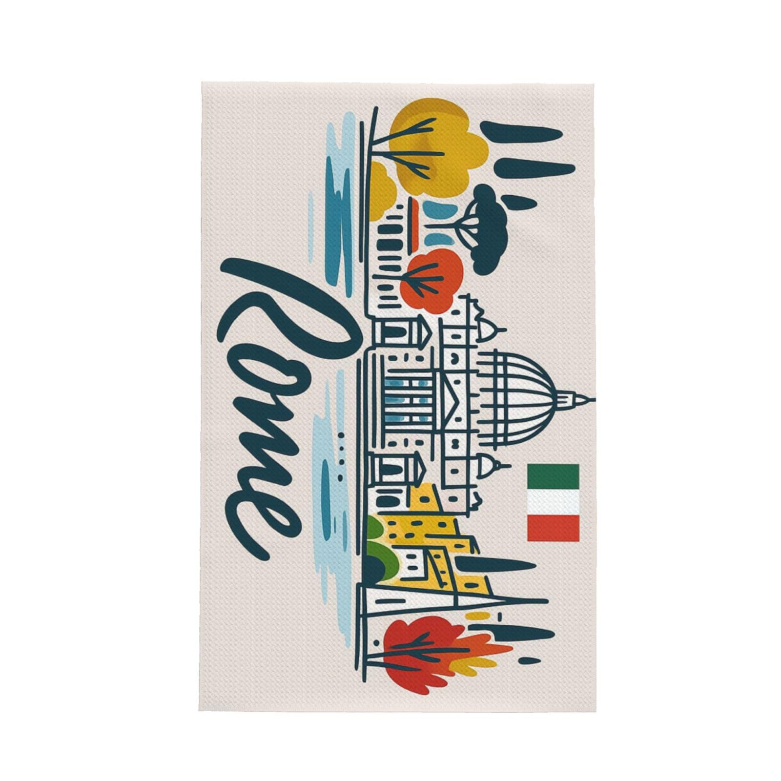 Xxahnbm Black Rome Cityscape With Italian Print Waffle Kitchen Towel,Absorbent Hand Towel