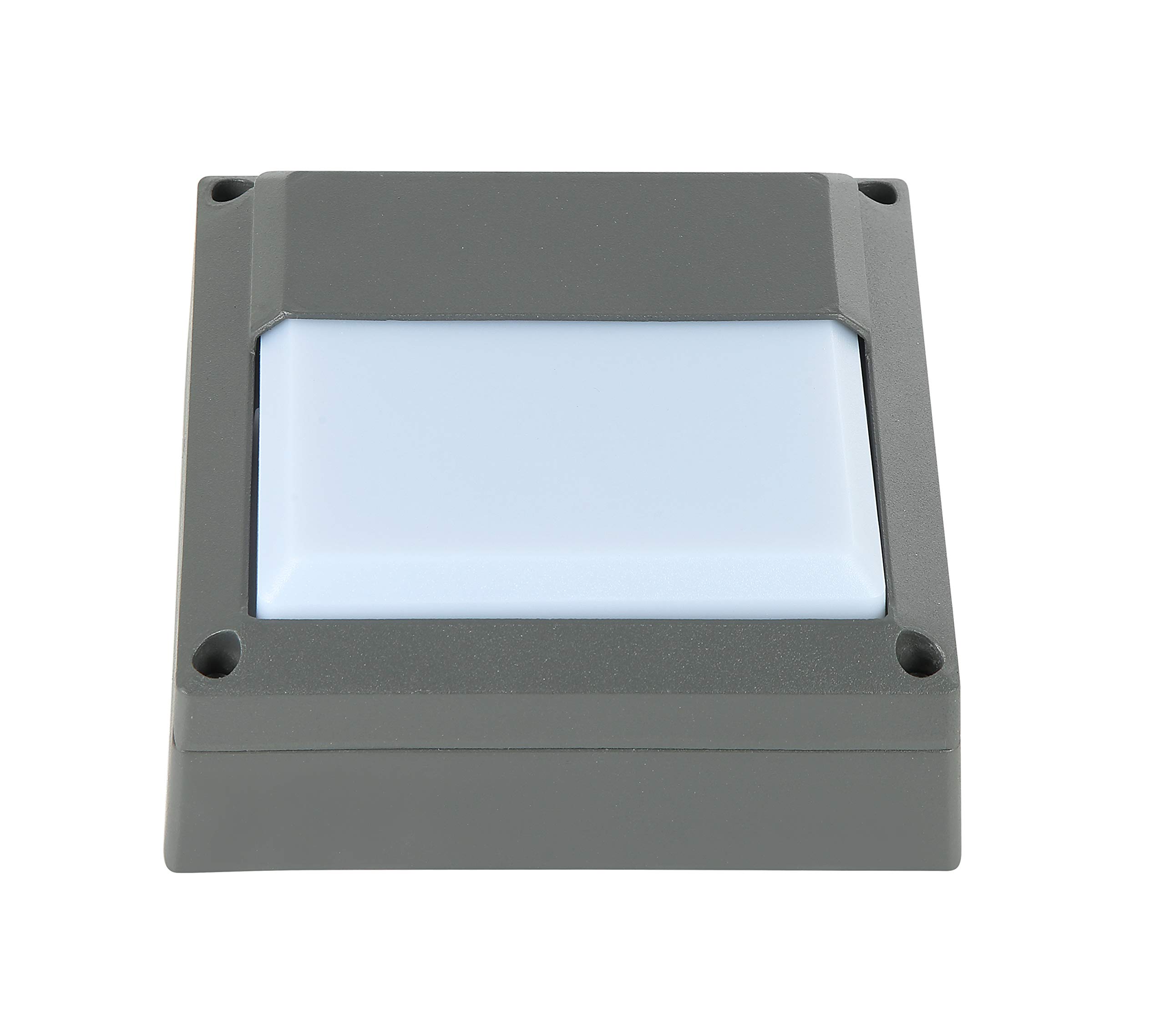 UKEW Round Mini Bulkhead Light - G9 LED IP65 Waterproof Aluminium with Frosted Cover Ceiling Flush Lighting Fixture for Outdoor Garden Porch Shed (Eyelid Grey (Square)) — image 1