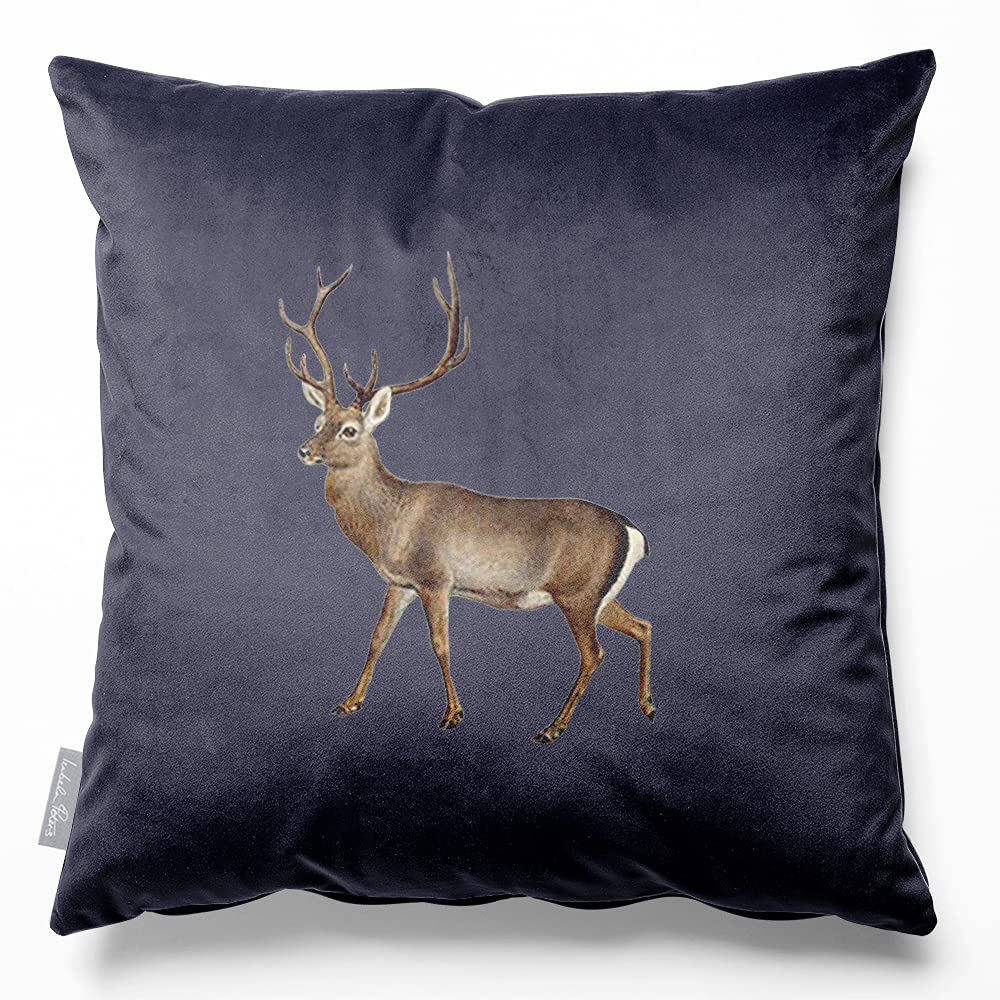 Izabela Peters Stag - Graphite Eco-Friendly Velvet Cushions With Covers Included, 50 Cm, Large Chair And Sofa Seat Cushions
