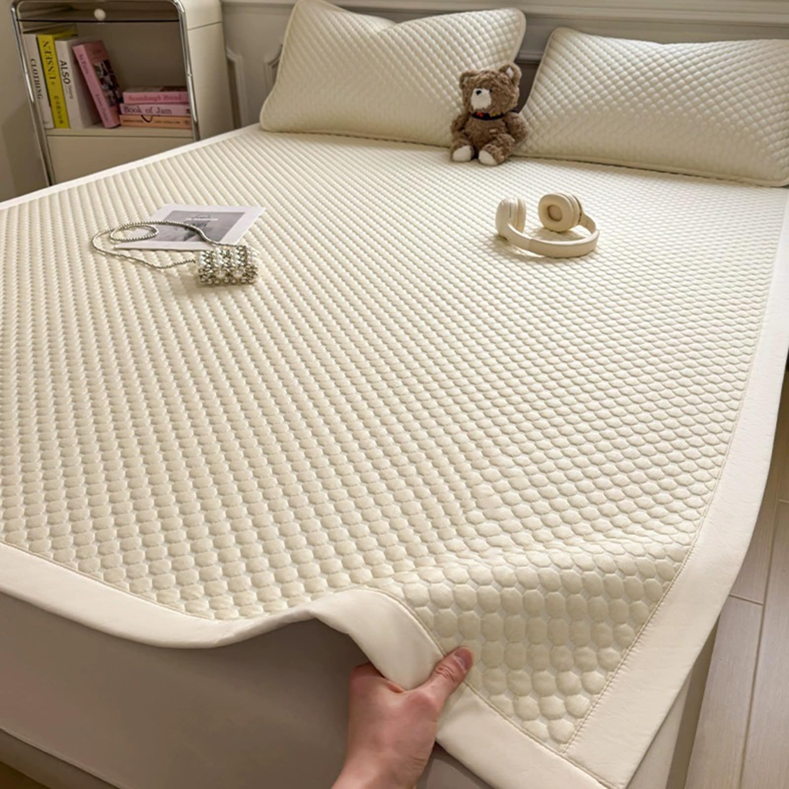 Set di 3 coprimaterassi rinfrescanti Queen – 3D Ice Bead Cooling, morbido e traspirante per chi dorme al caldo (199,9 x 220 cm + 2 federe)