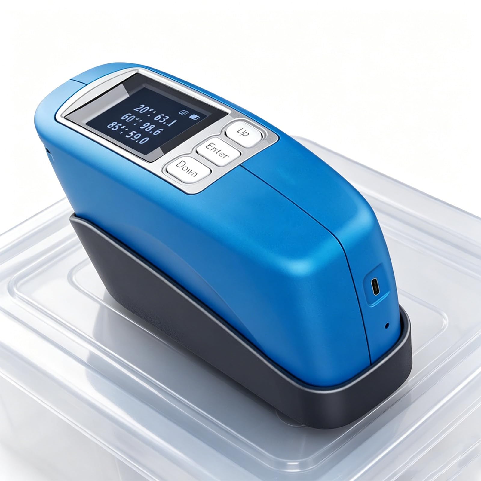 Atwynd Gloss Meter Glossmeter, Precise Glossmeter with Measuring Range 0 to 1000GU, 20 60 85 Degree Glossmeter 10000 Data Storage for Paint Plastic Metal Ceramics Building Materials 20°/60°/85°
