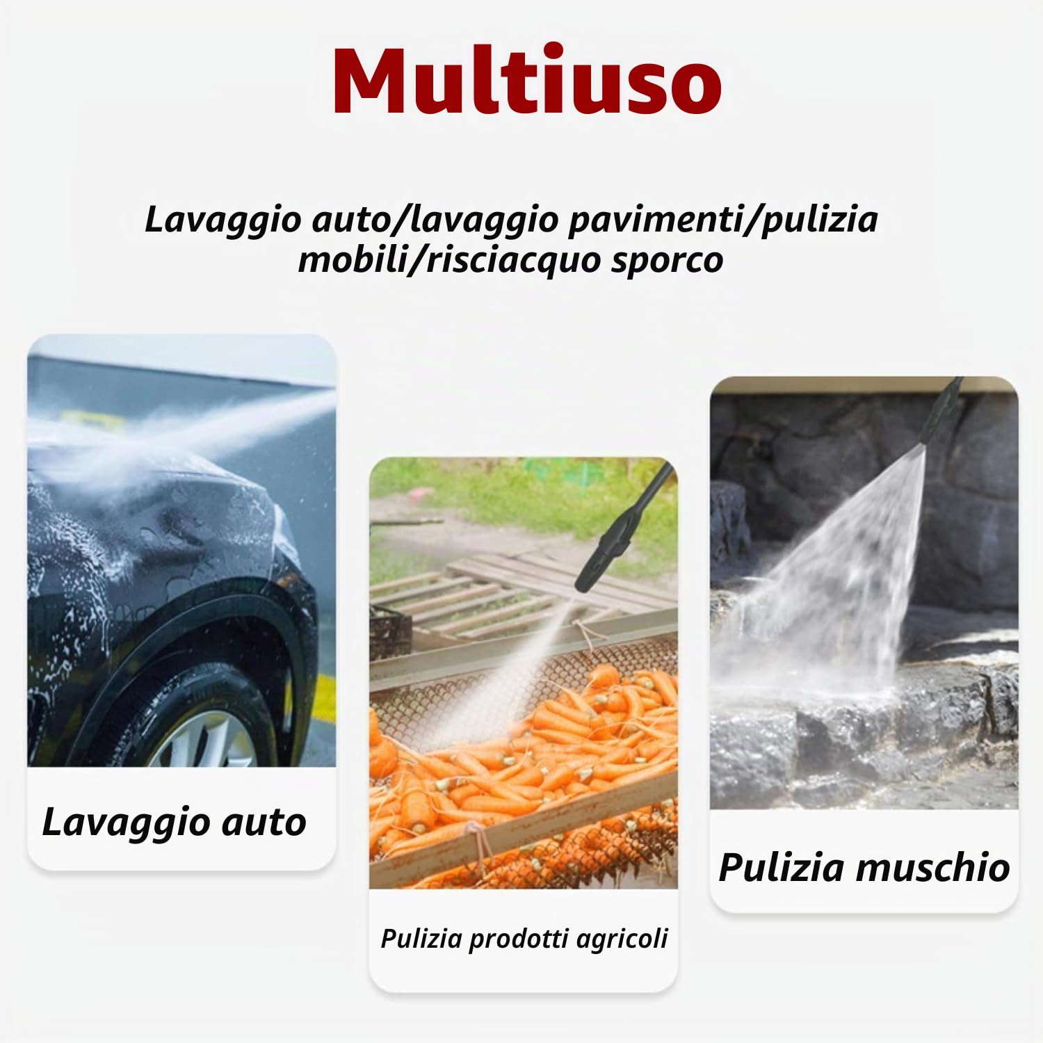 Kit di ricambio per idropulitrice ad alta pressione da 2350 PSI con pistola a spruzzo trigger lance, sistema di connessione rapida per Bosch, AQT con lancia spray regolabile e ugello turbo rotante
