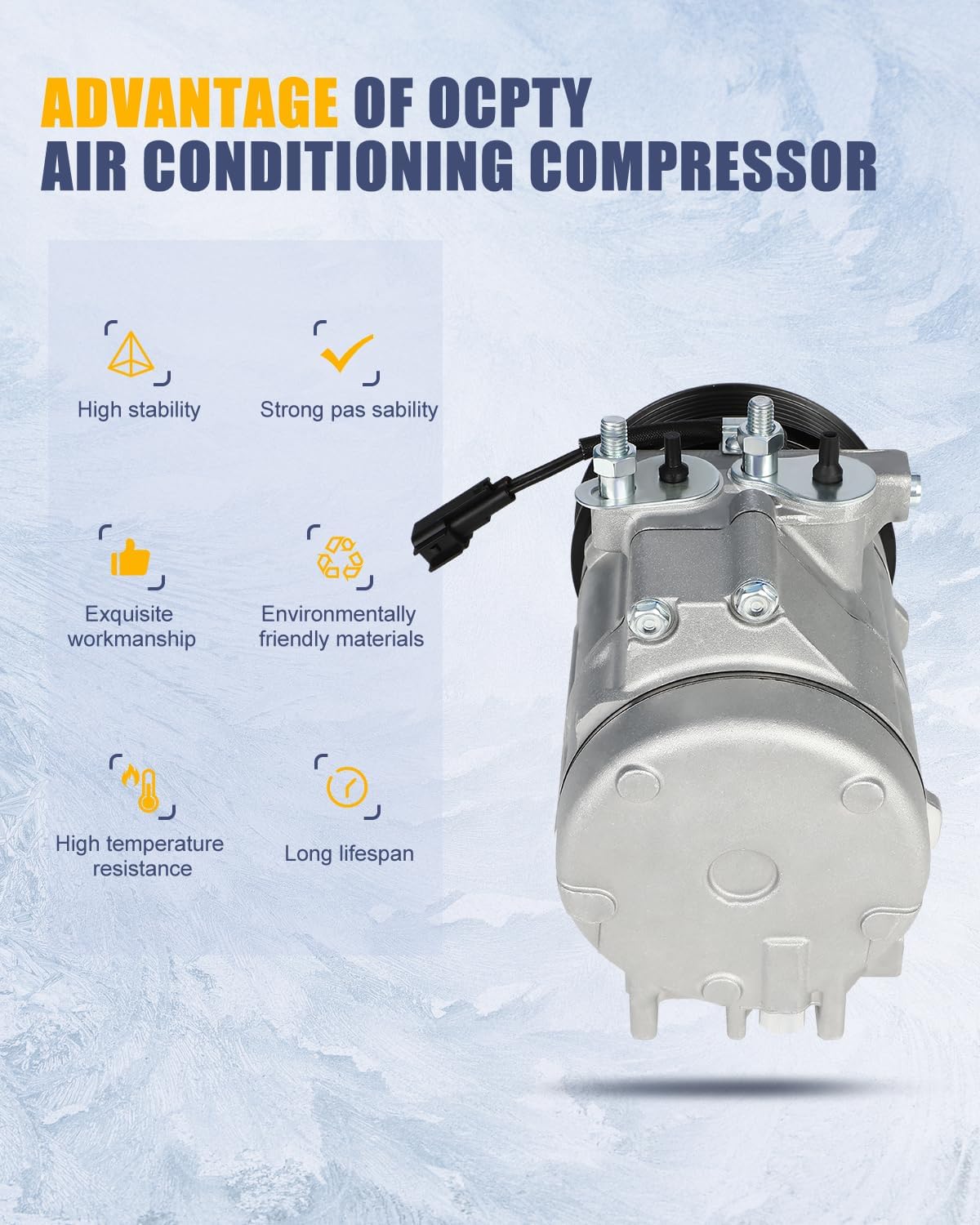 OCPTY AC Compressor for 2007-2014 for Ford Expedition for F-150 for F-250 for F-350 for F-450 Lobo for Lincoln Mark LT Navigator 4.2L 4.6L 5.4L 6.2L 6.4L 6.8L YC-2526 7C3T-19D629-CB 7C3Z-19D629-AA