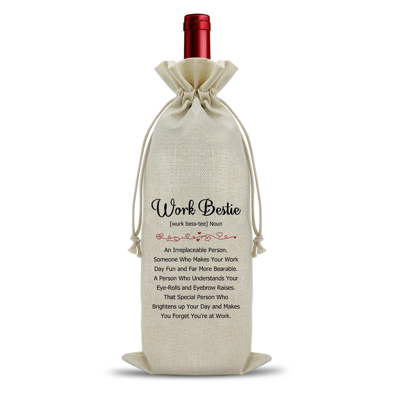 Work Bestie Gifts for Women Coworker Wine Bag From Coworkers to Friends Gifts Work Friendship Friend Birthday Gift Leaving Mothers Day Thank You Gift for Best Friends Boss Colleague Bottle Wine Bag