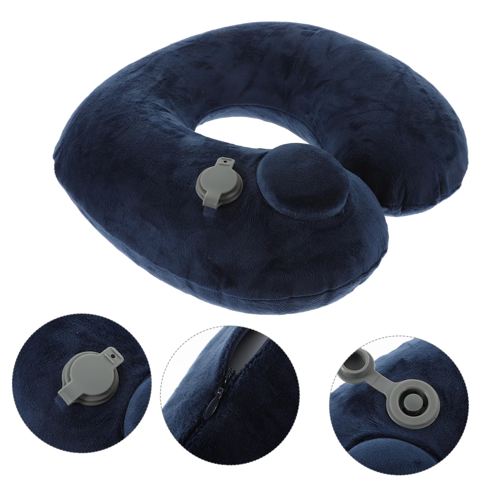 Zerodeko Almohada Flocada Cuello De Viaje Almohada De Viaje para El Cuello De Avión En Forma De u Cojín De e para El Cojín Inflable para El De Vuelo Blue