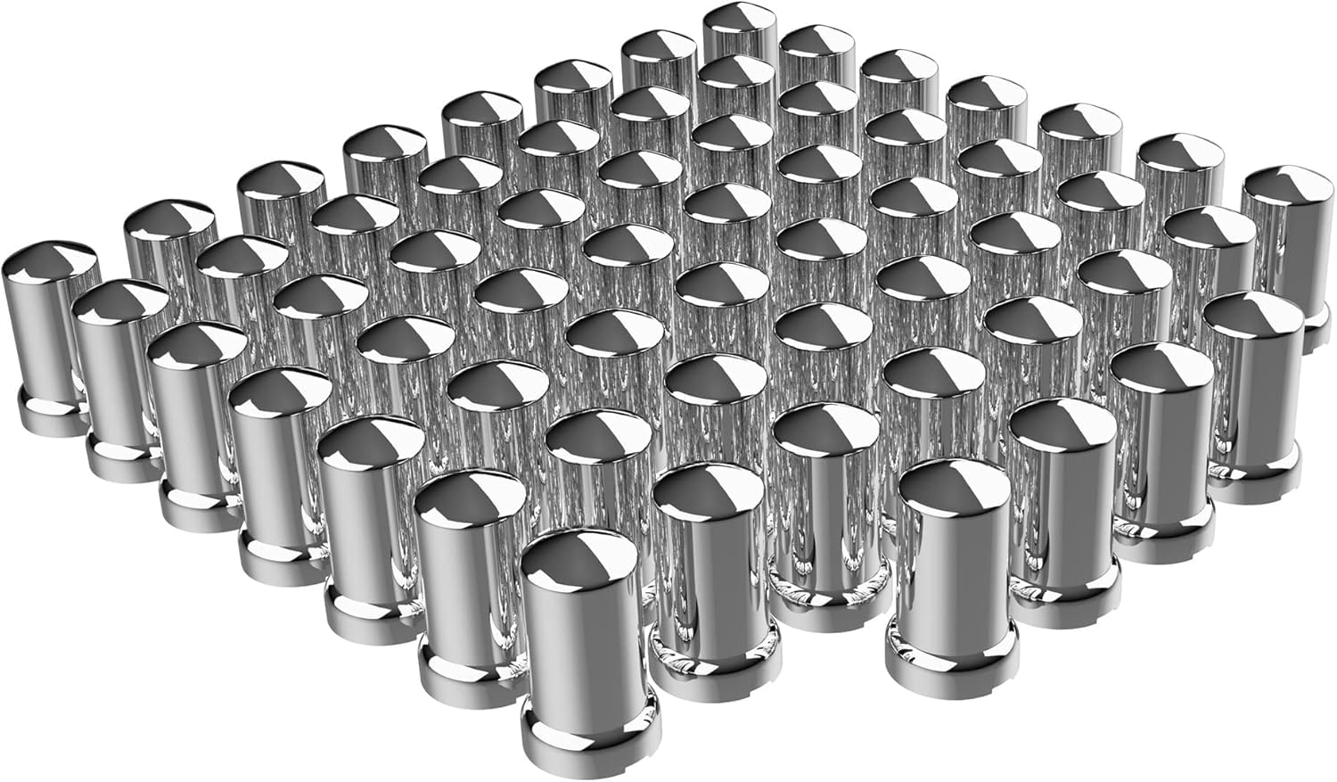 33MM Chrome ABS Plastic with Flange Push on Pointed Lug Nut Covers Caps for Semi Truck Wheels Hubcap Accessories (Pack of 60)