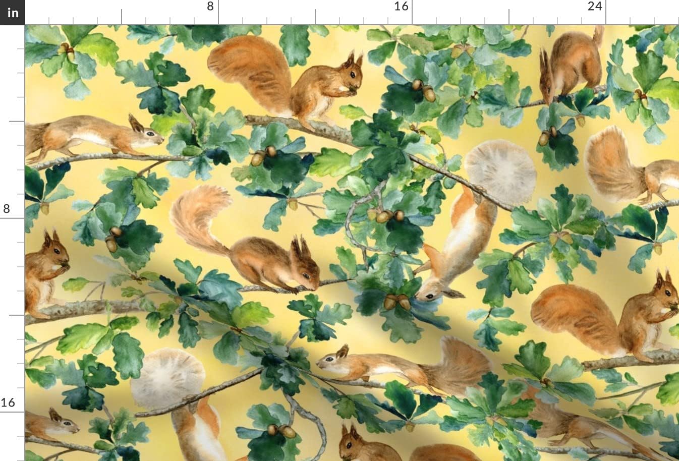 Spoonflower Fabric - Squirrels Watercolor Squirrel Animal Autumn Summer Tree Woodland Printed on Upholstery Velvet Fabric Fat Quarter - Upholstery Home Decor Bottomweight Apparel