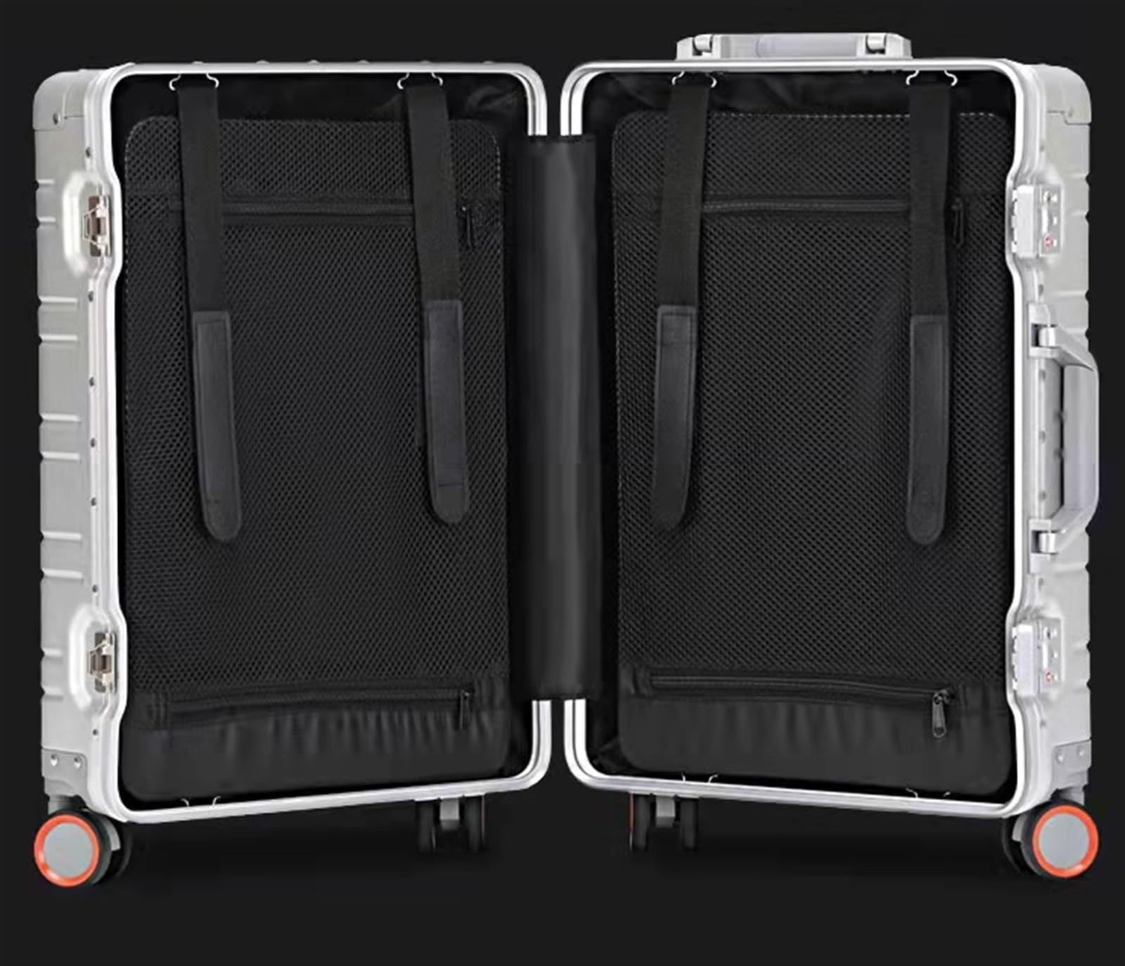 Valigia rigida leggera in alluminio, 50,8 cm, con ruote girevoli silenziose e telaio in alluminio, per viaggi, design senza cerniera, C, 24"