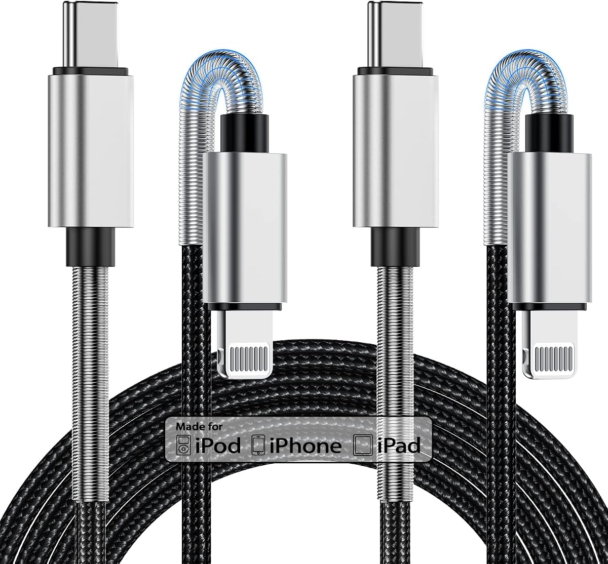 Paquete de 2 cables de carga rápida para iPhone de 10 pies, [certificado Apple MFi] Cable largo USB C a Lightning de 10 pies, cable de carga Apple de alta velocidad de 10 pies para Apple iPhone 14/14 Pro Max/13 Mini/12/11/XS/XR/8/7Plus, iPad