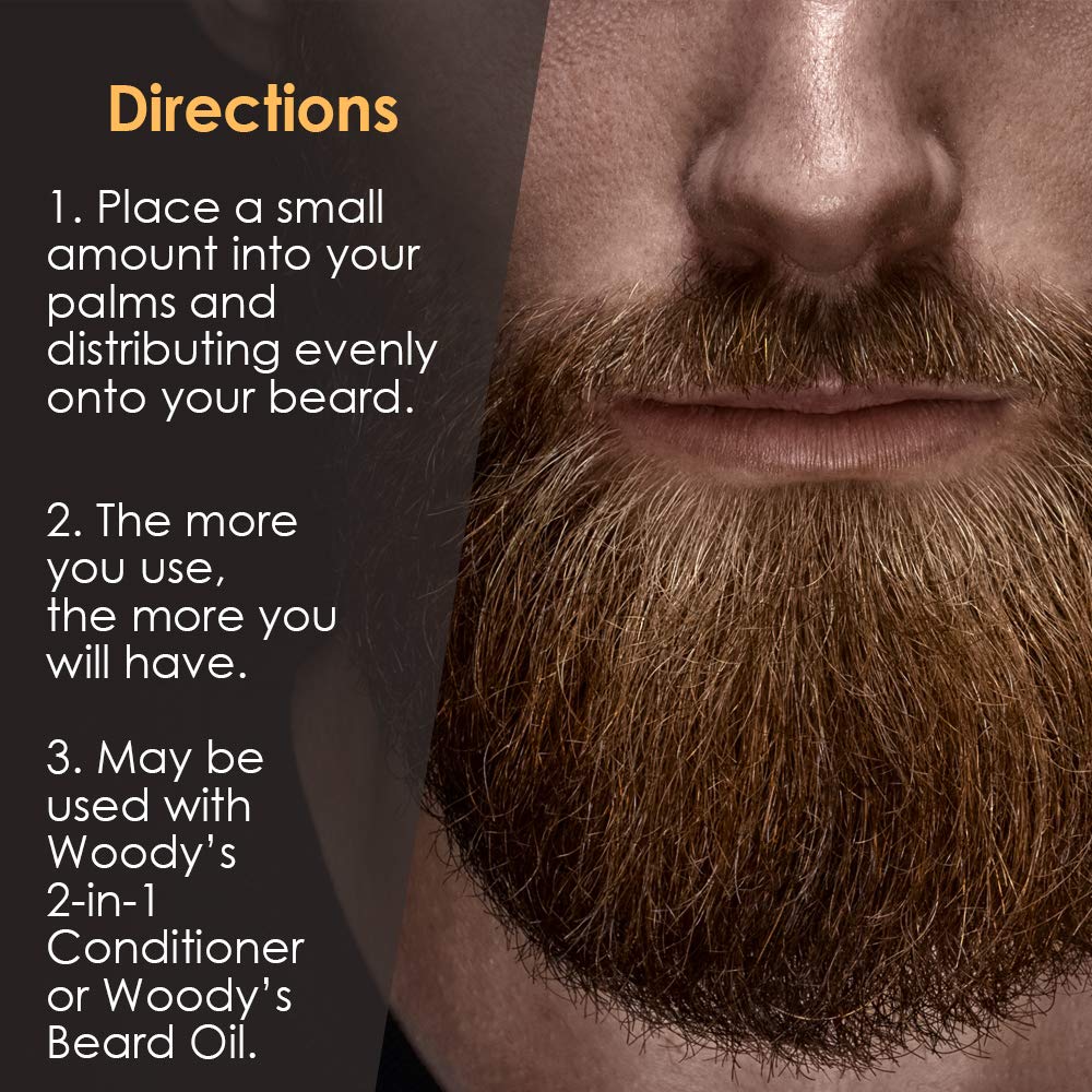 Woody's 2-in-1 Beard Balm for Men, Beard Conditioner and Style Wax, with Blend of Coconut Oil, Panthenol, and Natural Beeswax 2-Ounce (2 Count)
