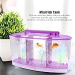 Aquarium, petit aquarium à trois zones, pour Betta et petits poissons (Violet)
