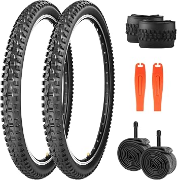 Mountain City Bicycle Tires with Aggressive Tread, Anti-Slip, Excellent Grip Water Drainage - Compatible with MTB, Hybrid, Commuter Bikes Black2 Tires&2Tubes, 27.5x2.3 inch