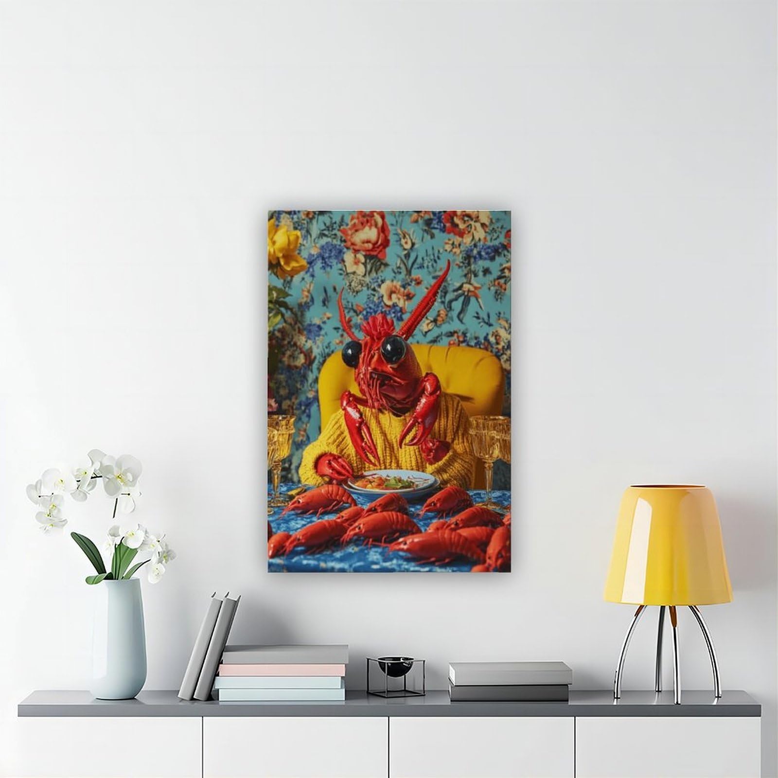 NFFBGFD Stampa artistica da parete su tela, motivo: aragosta surreale, 40 x 60 cm