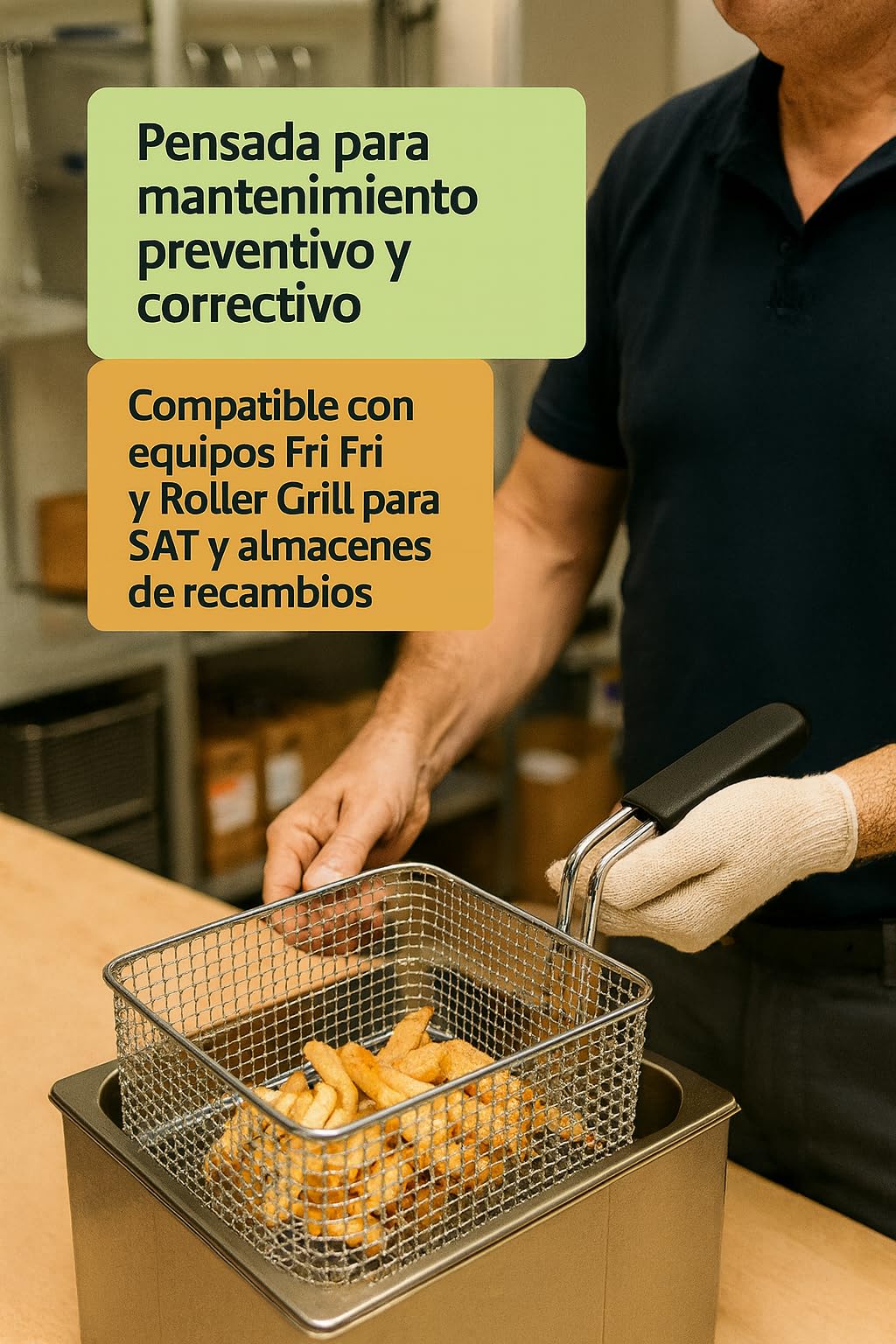 CubetasGastronorm ® Cesta Freidora 220x255x100mm Hierro Cromado Mango Termoaislante Recambio Profesional Compatible Con Fri Fri Roller Grill Cocinas Gas Y Electrica Hosteleria Taller Hogar Diario