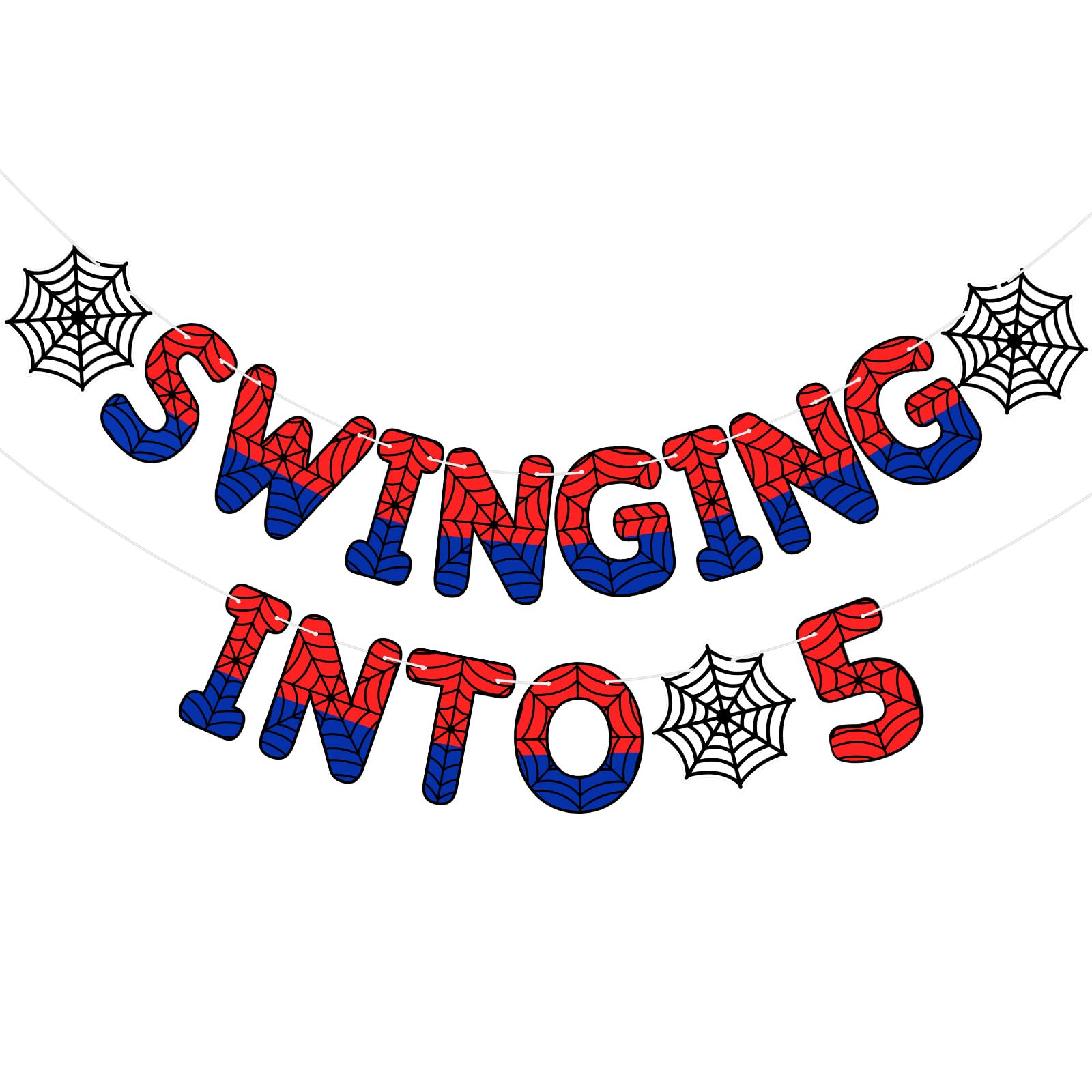 Photo 1 of TaoBary Spider Theme 5th Birthday Banner