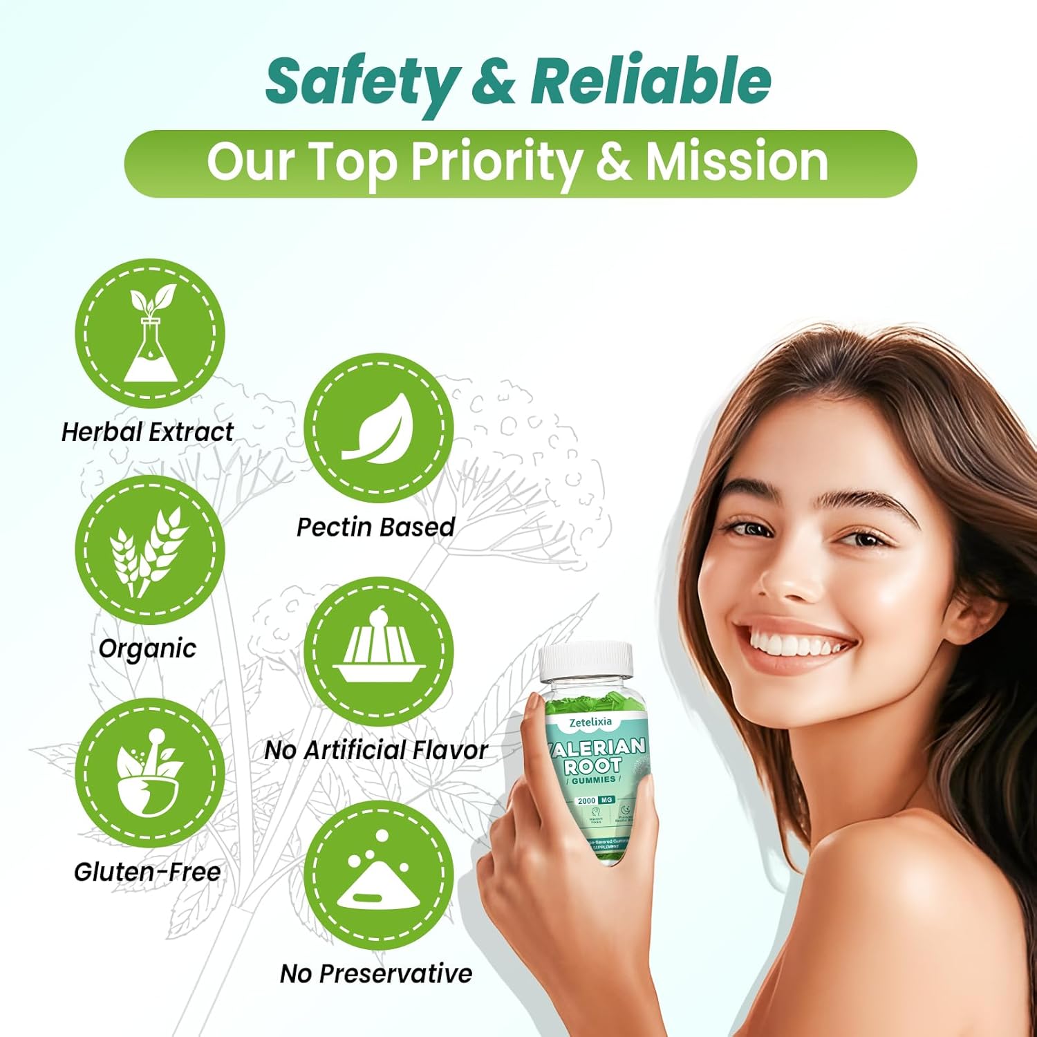 2 Pack Organic Valerian Root Gummies, Natural Calm to Help Relaxation, Herbal Supplement for Mood Support, Melatonin Free, Non-GMO, Gluten Free, Vegan, Green Grape Flavor, 120 Count - Image 6