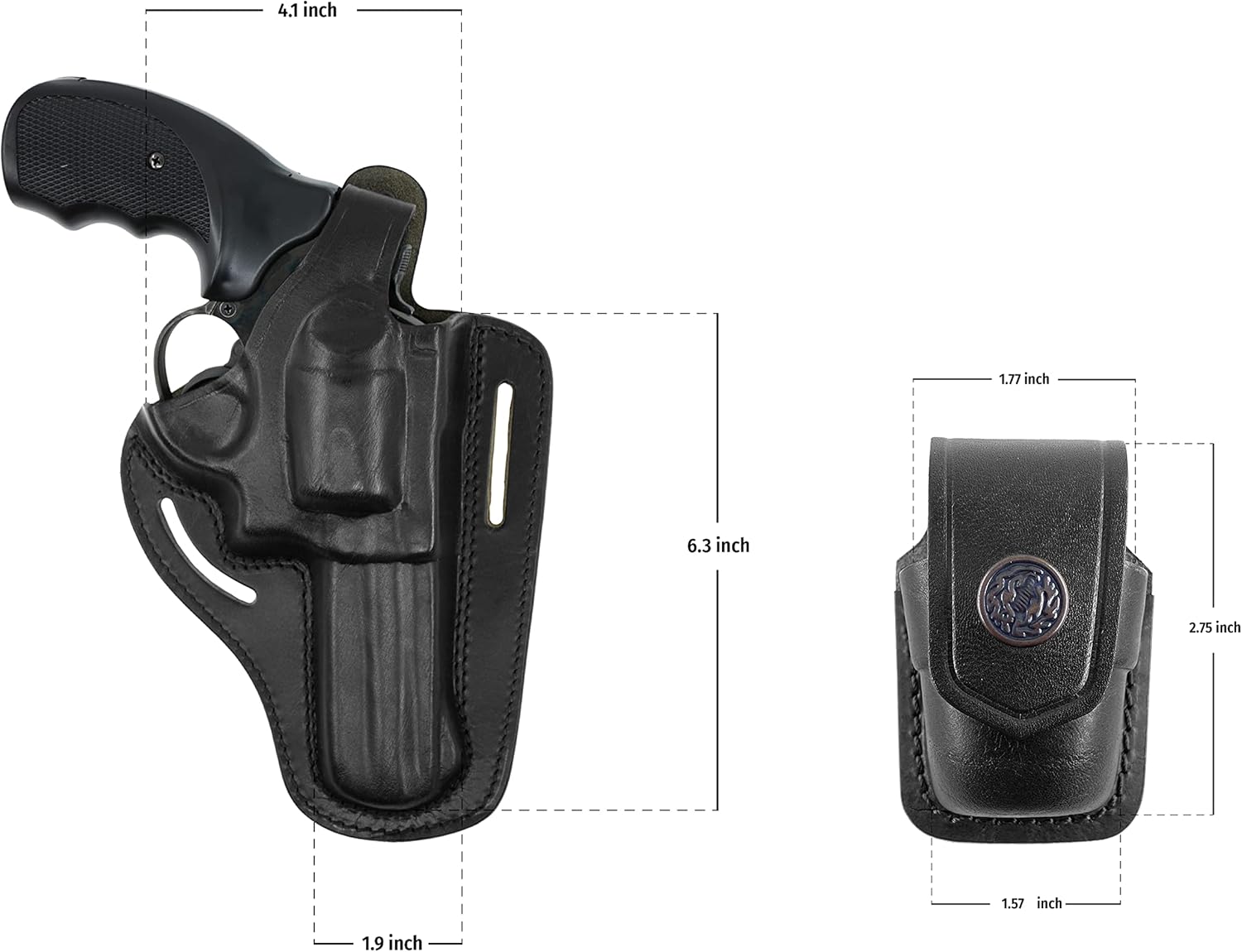 357 Magnum Holster, 2 Slot Pancake OWB Leather Gun Holster Thumb Break Handmade!