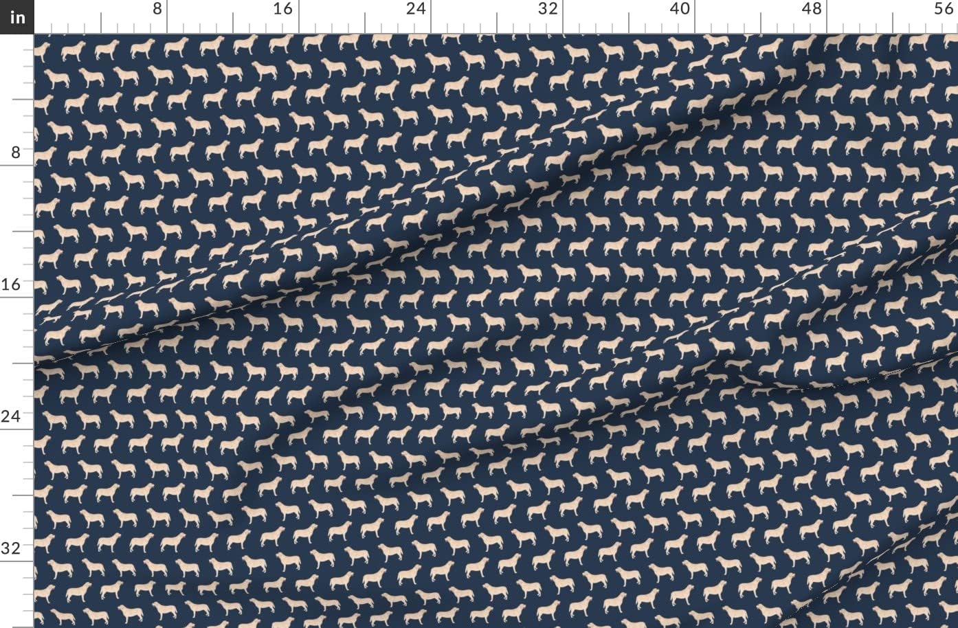 Spoonflower Fabric - Labrador Yellow Navy Blue Retriever Lab Dogs Preppy Puppy Classic Printed on Organic Cotton Sateen Fabric by The Yard - Sewing Quilting Apparel Home Decor