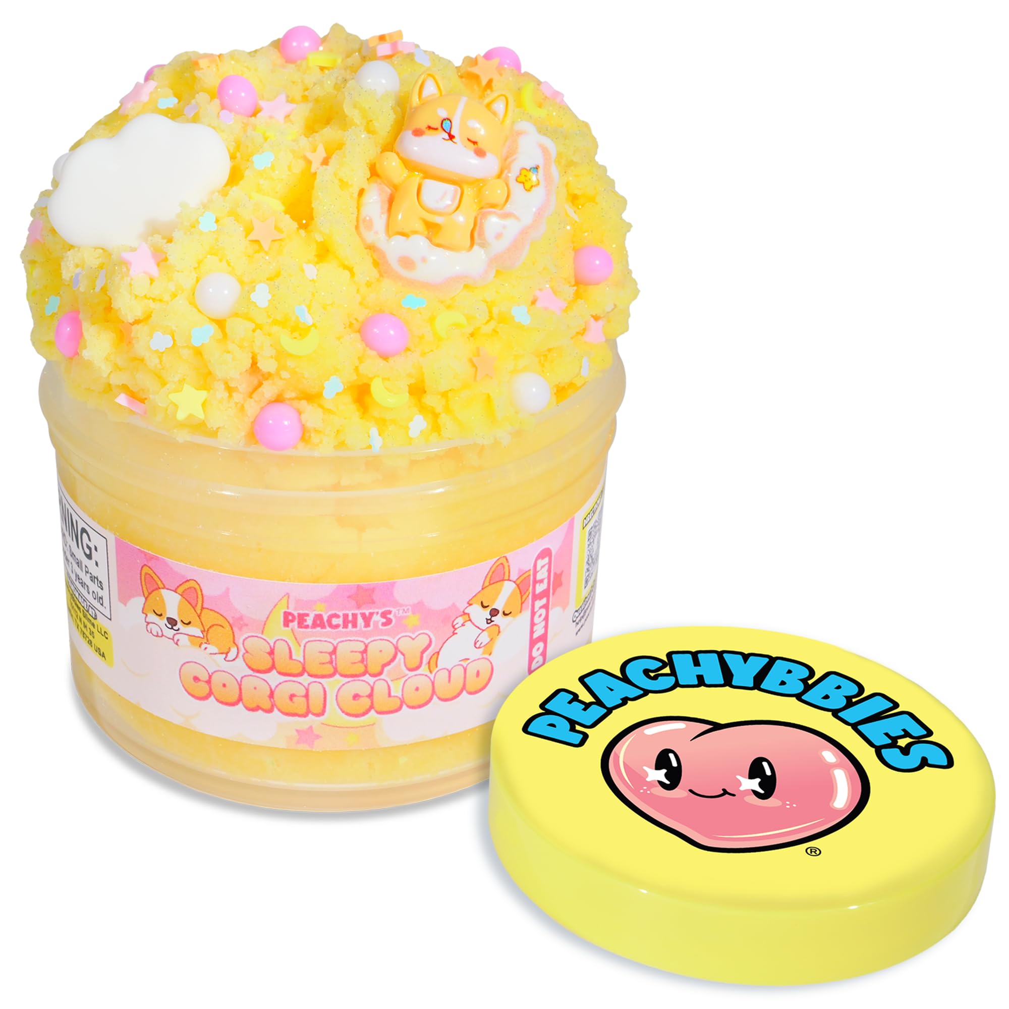 Peachybbies Sleepy Corgi Cloud, Made in USA Premium Slime Scented Slime, 7 oz.