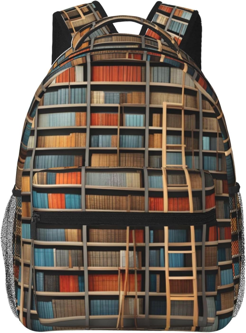 Funny Book Shelves Collection And Ladder Print Versatile Daypack Laptop Backpack â€“ Stylish Casual Travel Bag For All Your Needs