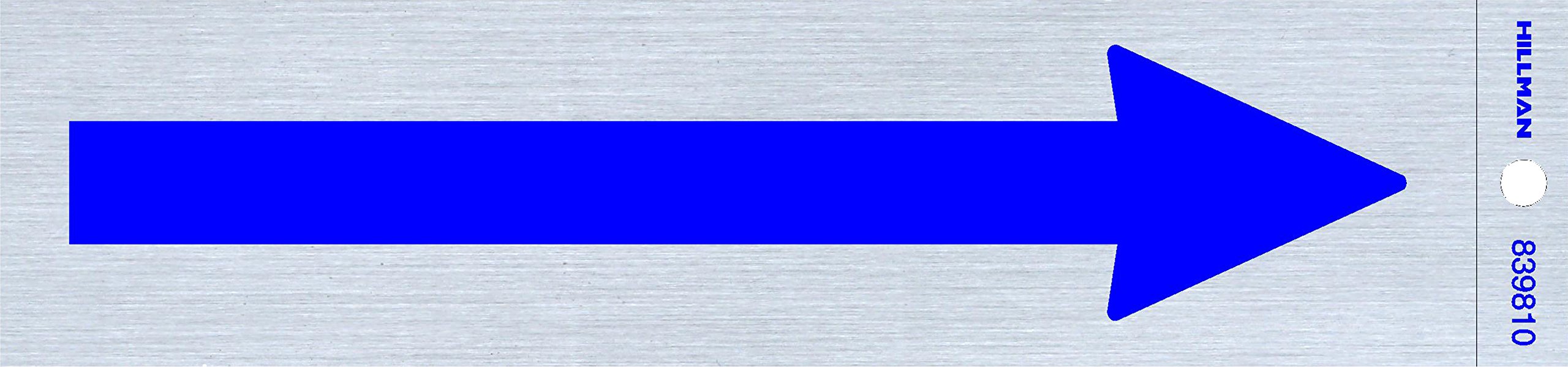 Hillman 839810 Arrow Symbol Self Adhesive Sign, Nickel and Blue Mylar, 2x8 Inches 1-Sign