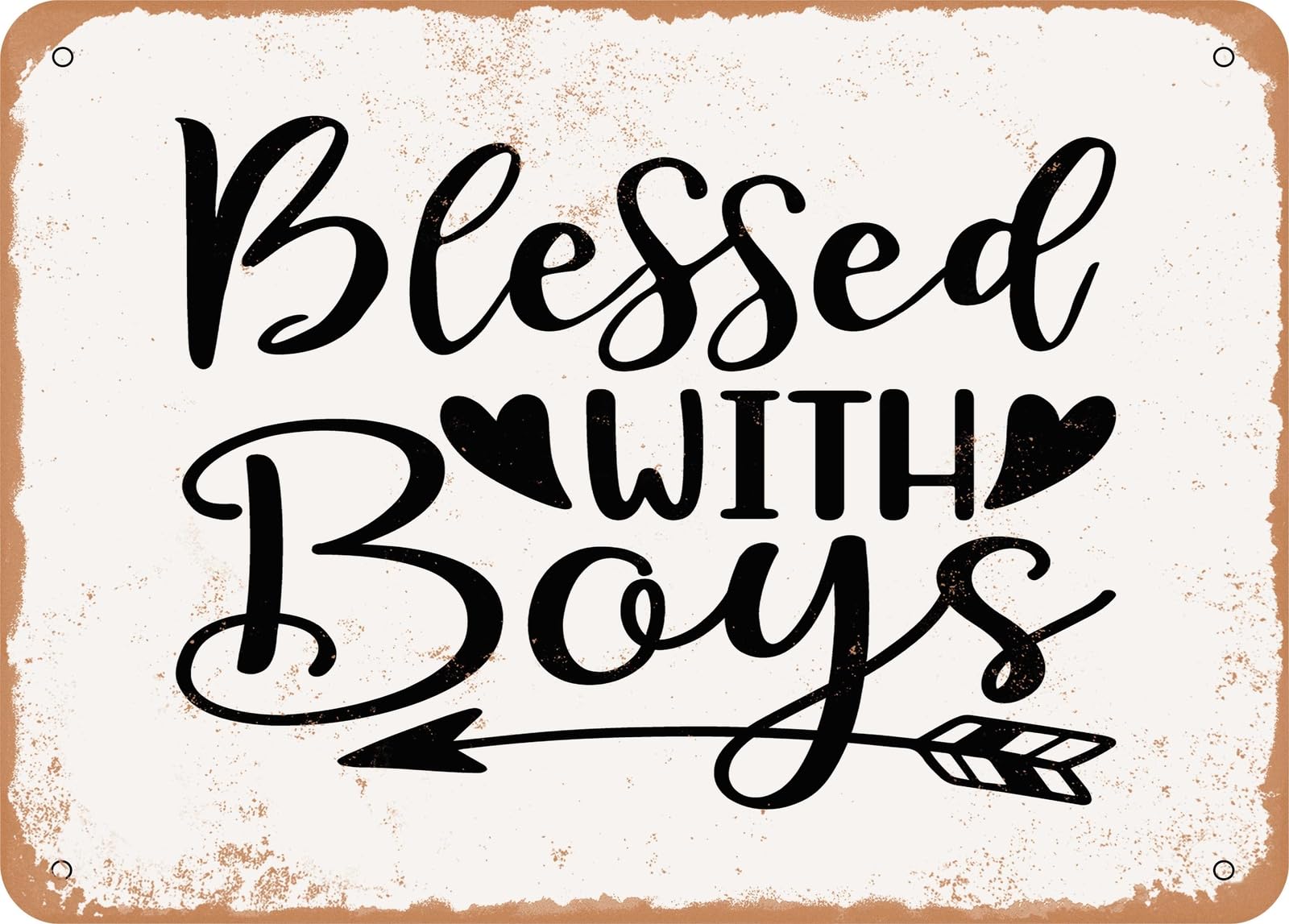 Miaomansenstore Boys Metal Sign - Blessed With - Vintage Look Sign Home Decor