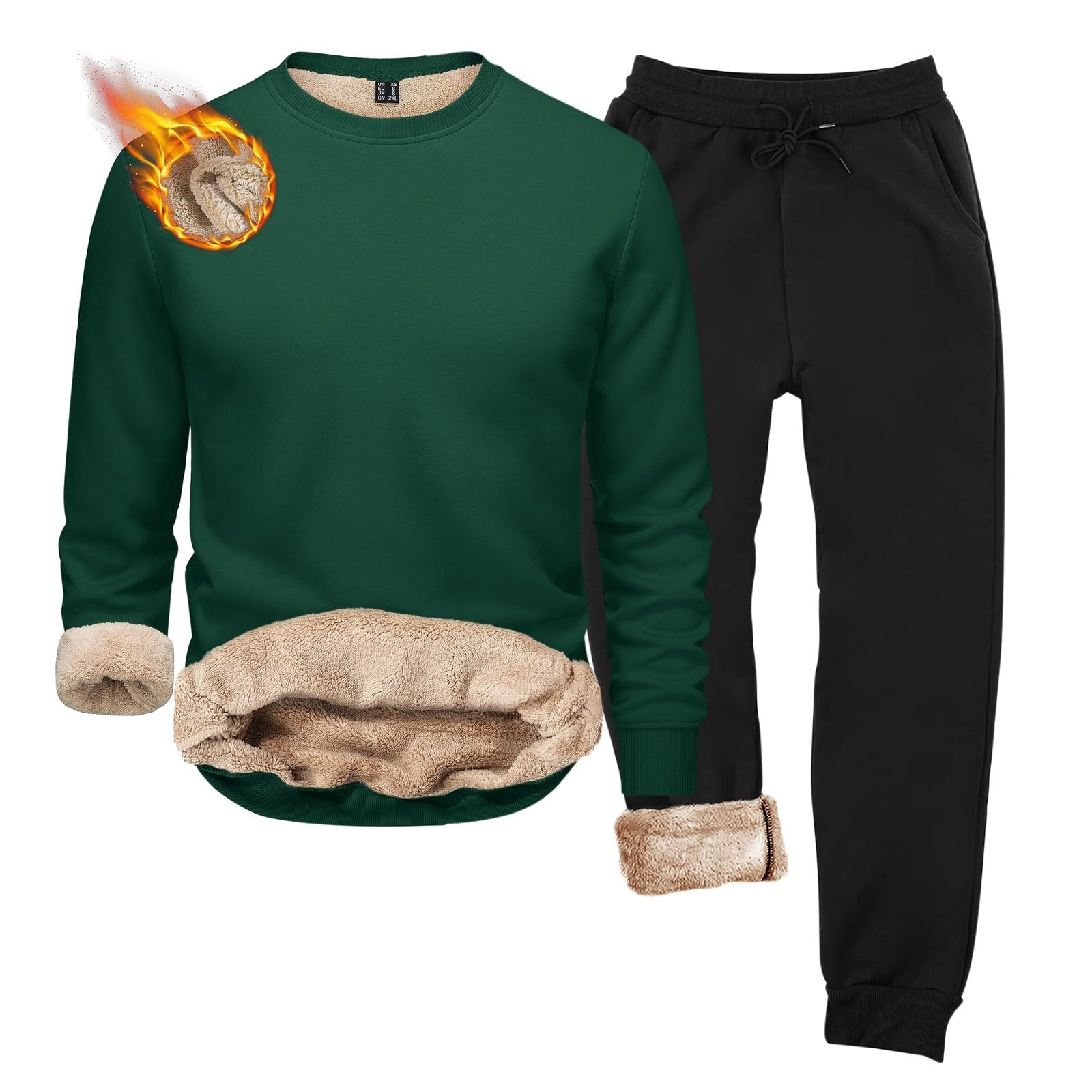 Tuta sportiva da uomo, calda, invernale, in cotone, con cappuccio