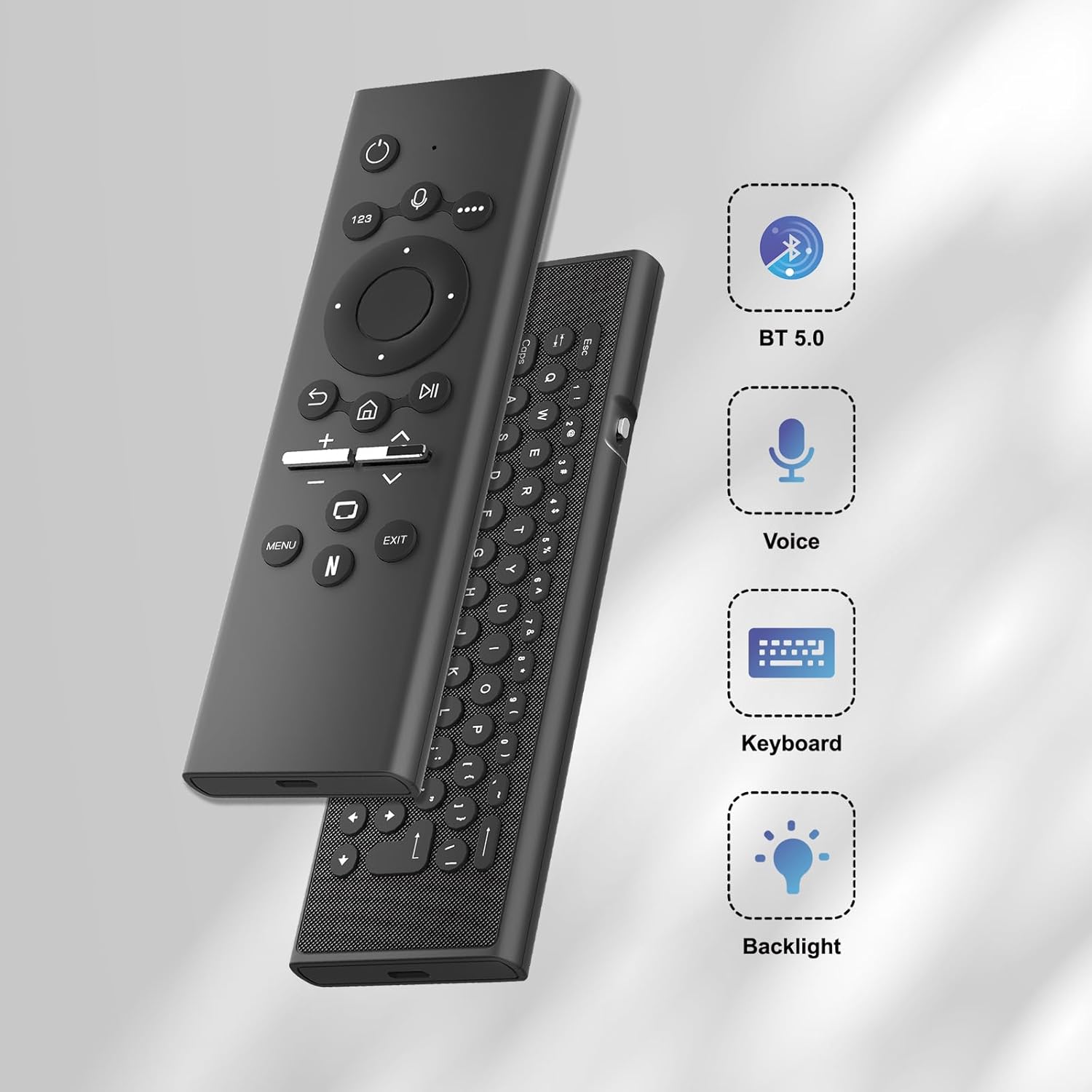 for Samsung Smart TV Remote Replacement, BOXPUT Mini Wireless Keyboard Remote Compatible with All Samsung TVs - Backlit USB C Rechargeable Matte Finish with Voice Support (2019-2024 Models) (G71S PRO)