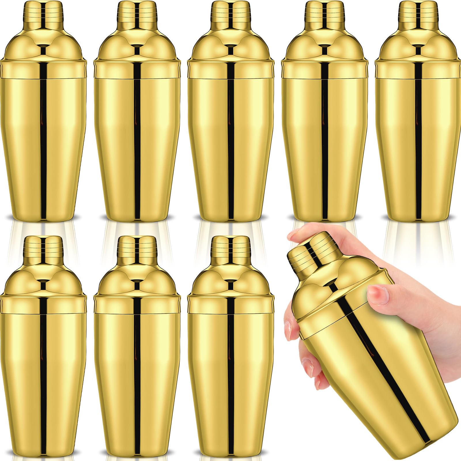Nitial 9 Pcs Bar Cocktail Shaker, Stainless Steel, 11.8 oz, Gold