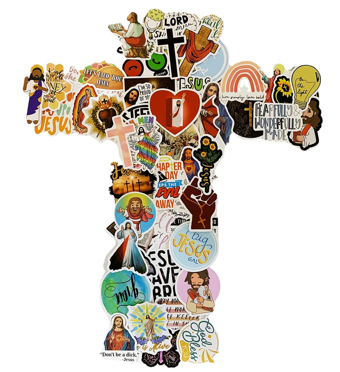 100PCS Jesus Christian Stickers,Bible Faith Stickers for Laptop Phone Water Bottle Scrapbook Luggage Guitar Skateboard