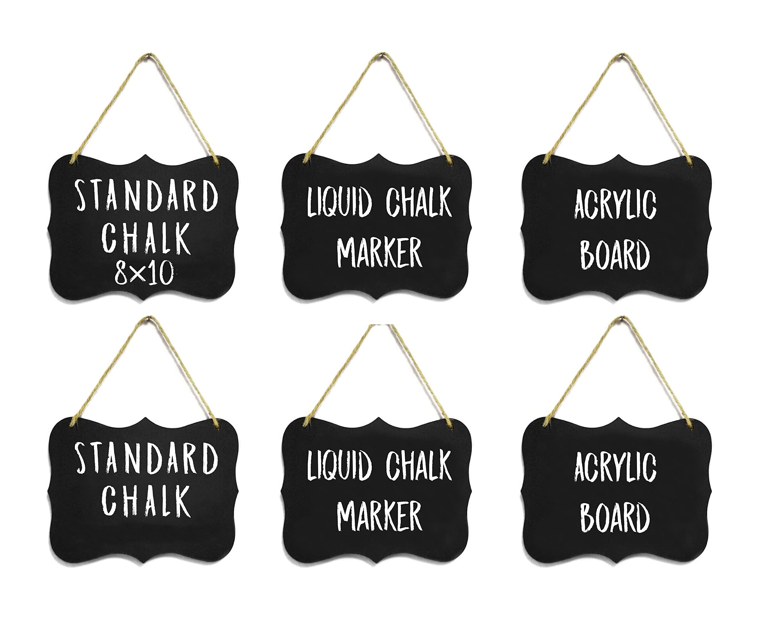 Large Hanging Chalkboard Sign 8x10 | Acrylic | Double Sided for Standard Chalk & Other Side for Liquid Chalk Marker Erasable-for Wedding, Wall Decor,