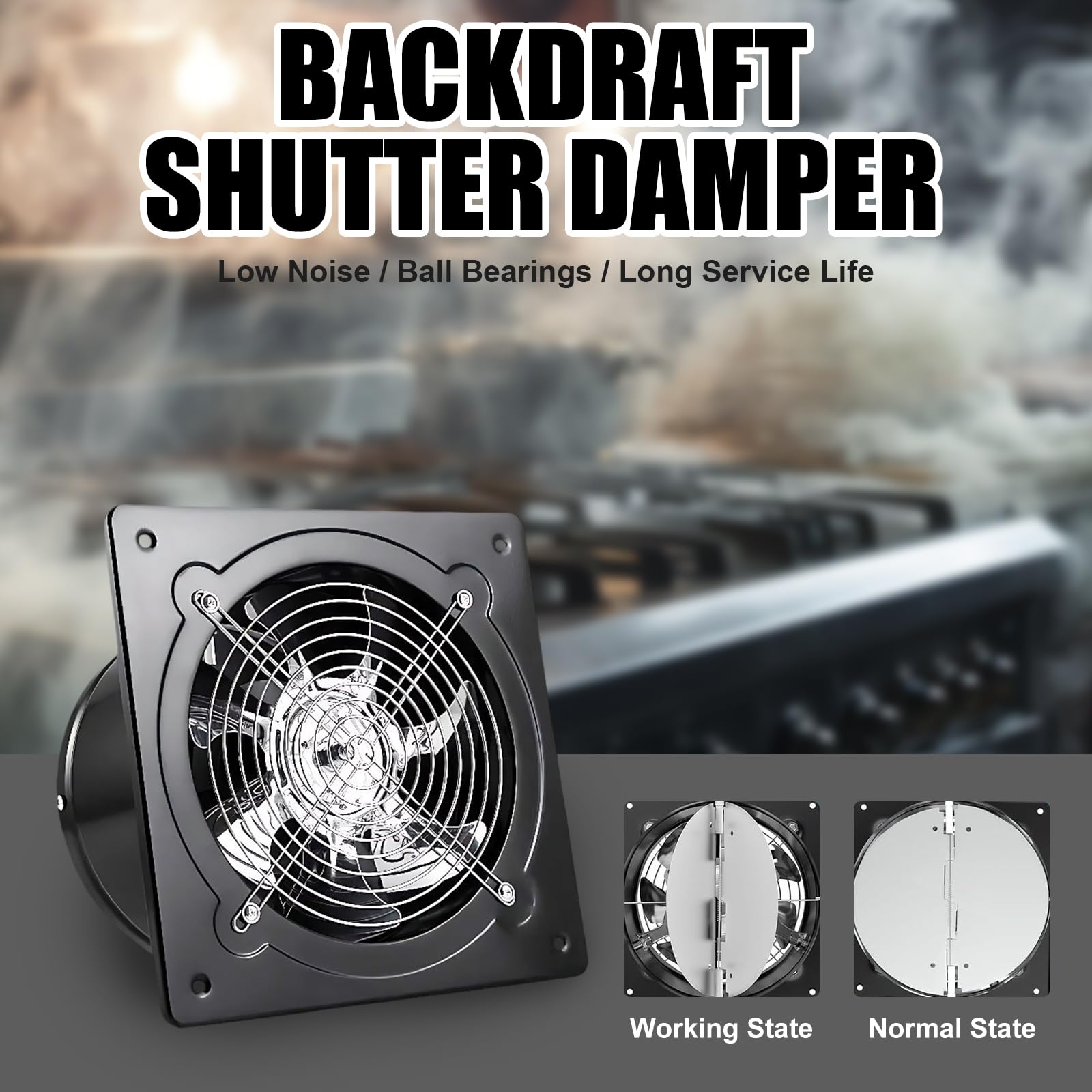 Ventilador de aire de 150 mm, ventilador de pared industrial, 525 m³/h, silencioso con válvula de retorno, calidad del aire mejorada, ventilador de cocina con interruptor para baño, garaje, sótano