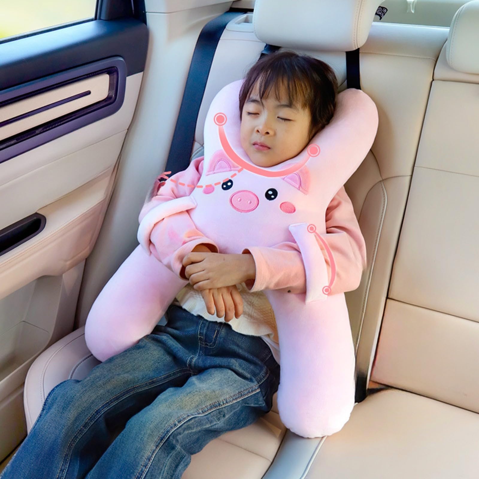 Coussin de voyage pour enfant - Coussin de ceinture de sécurité en forme de H - Pour siège auto, avion, train (A)