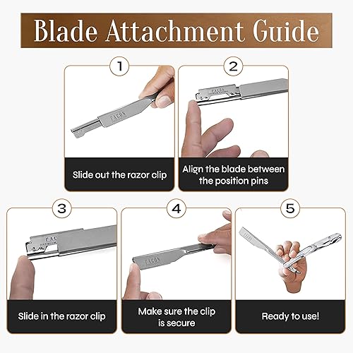 Miniatura 113 de Facón - Maquinilla de afeitar recta para hombre, kit profesional de afeitar de borde recto con 100 cuchillas, afeitadora barbero japonesa de acero