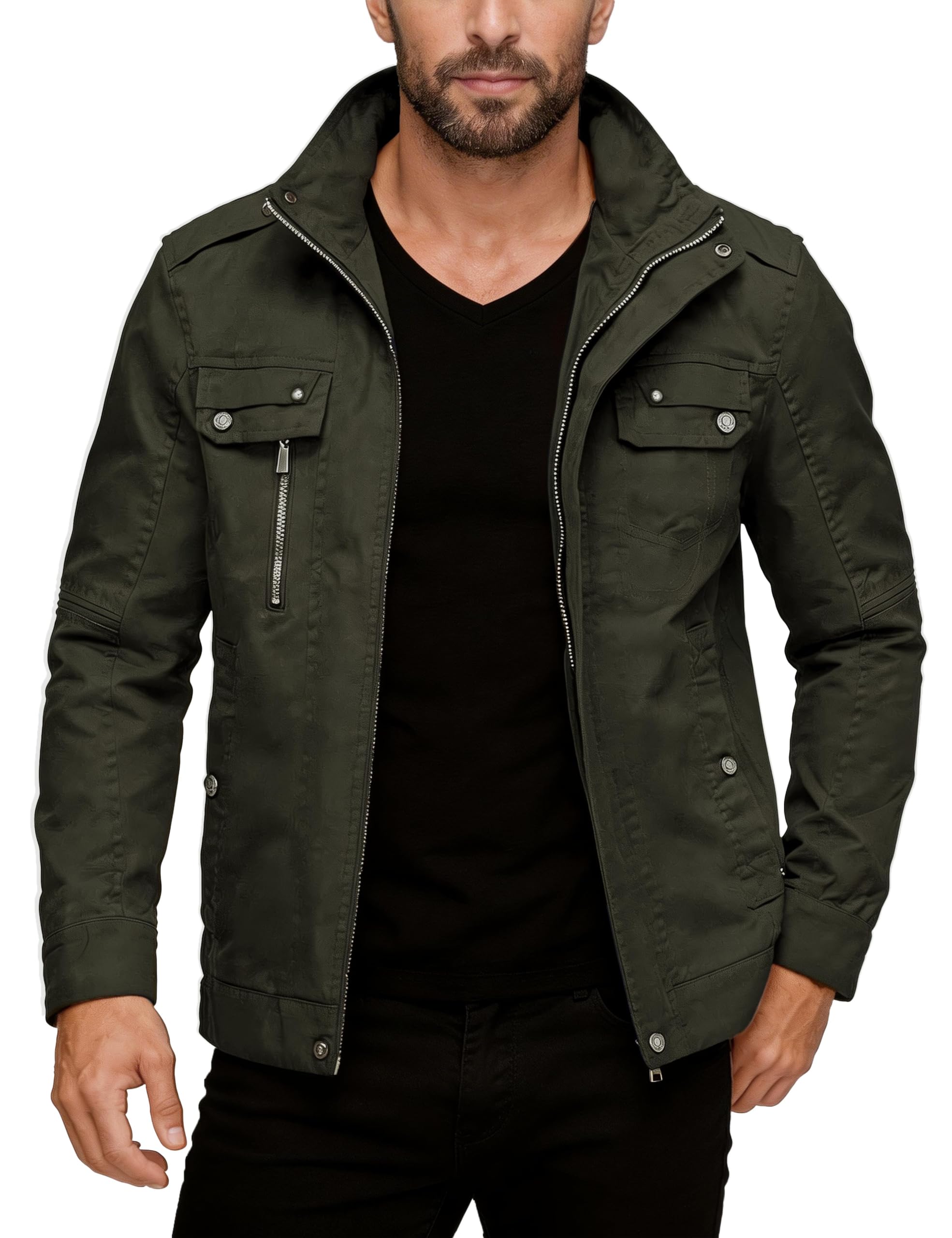 Men's Cotton Lightweight Military Jacket Casual Windbreaker