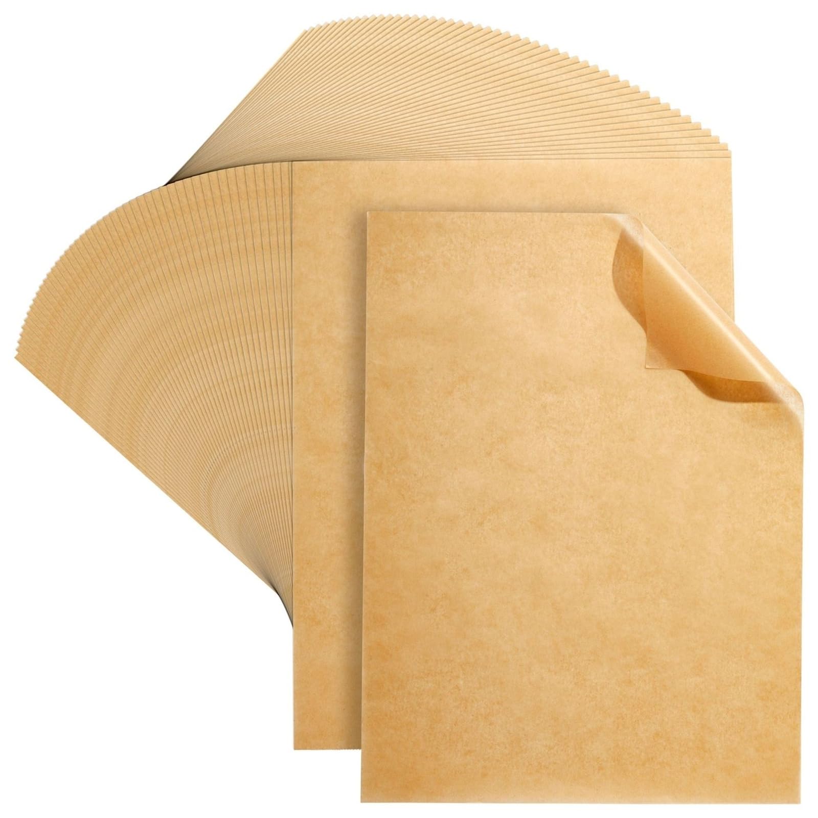 Juvale Backpapier-Bögen (Set, 200 Blatt) - Trennpapier Vorgeschnitten, Antihaftbeschichtet, Lebensmittelecht, Ungebleicht - Zum Backen, Dünsten, Braten - Braun, ca. 30,5 x 40,6 cm