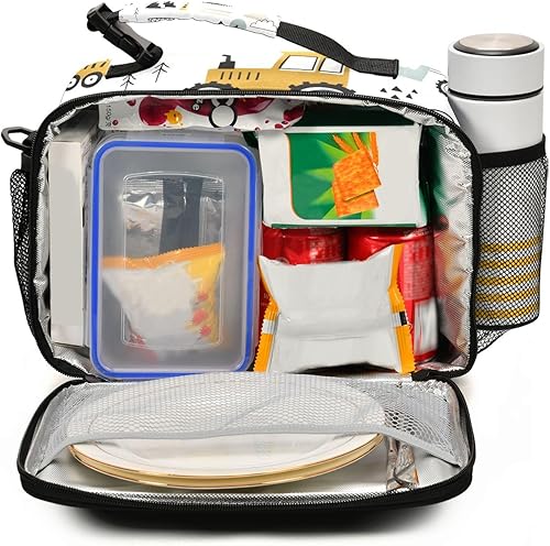 Miniatura 10 de Lonchera con aislamiento térmico para niñas y niños pequeños, gatos, color rosa, lindo kawaii para estudiantes de la escuela, con correa para el