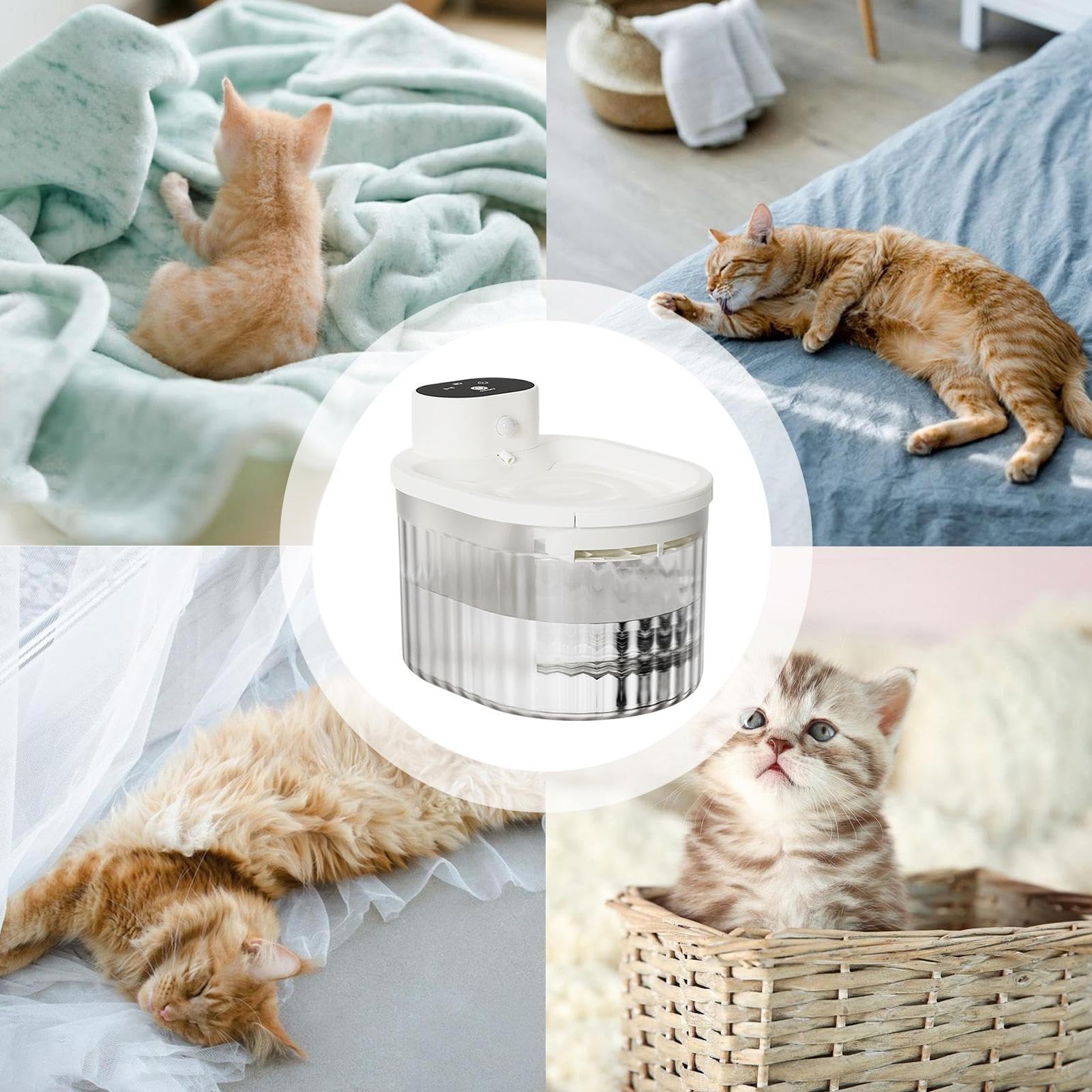 Fontana Per Animali Domestici Silenzioso, Automatico, Distributore, | Fontane Gatti Dispenser Animali Distributore D'Acqua Ricaricabile Silenzioso Automati