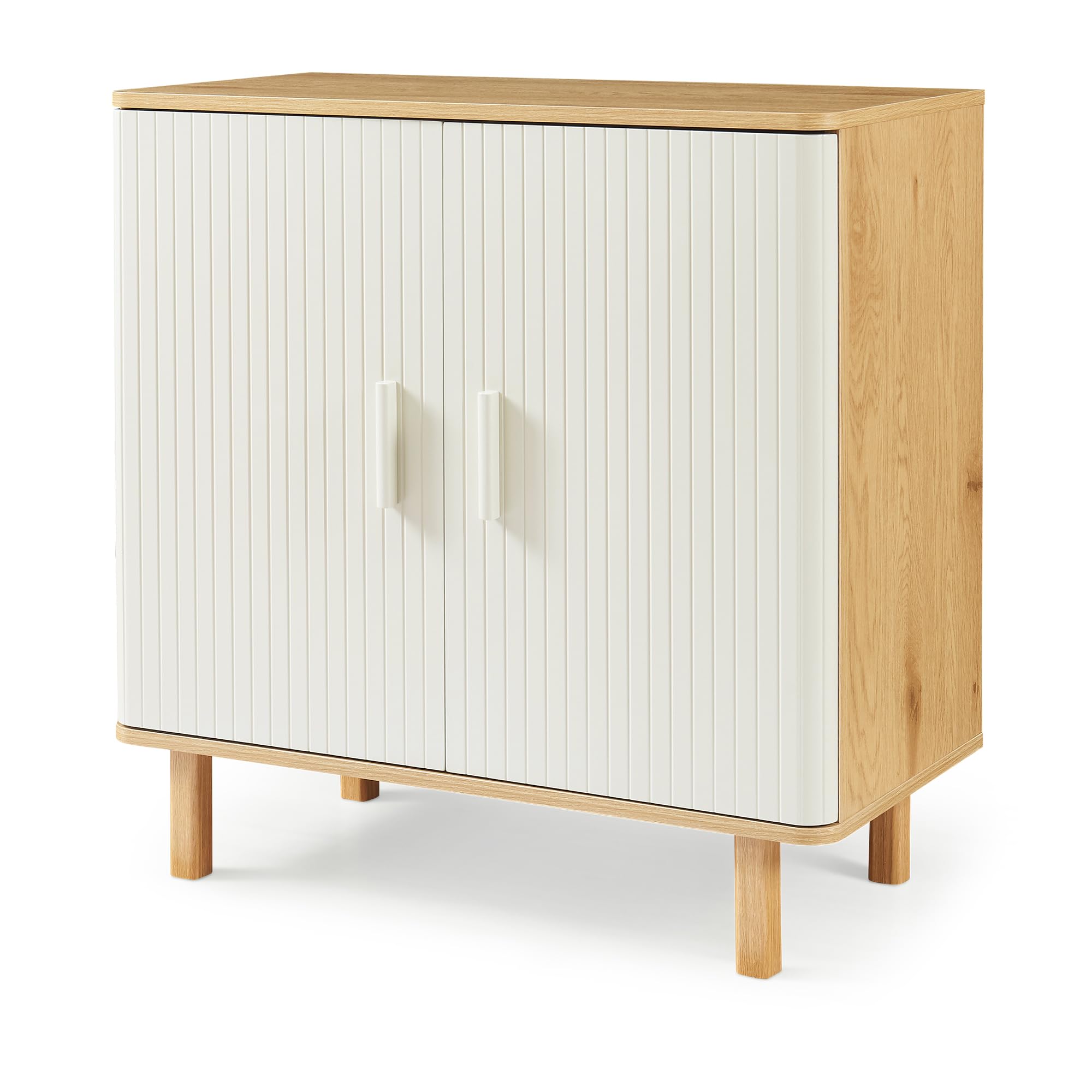 [en.casa] Credenza a 2 Ante per Sala da Pranzo Mobile Contenitore Comò con Ripiano Madia Armadio Buffet per Soggiorno Cucina 80 x 80 x 40 cm - Effetto Rovere/Avena Oatmeal