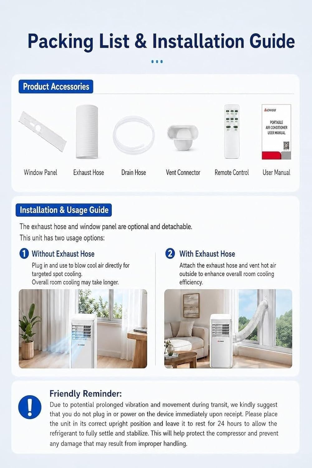 Aire Acondicionado Portátil 9000 BTU 4-en-1 Ventilador Deshumidificador Pantalla Digital Temporizador 24H para Habitaciones hasta 20 m², (5000btu), (5000BTU)