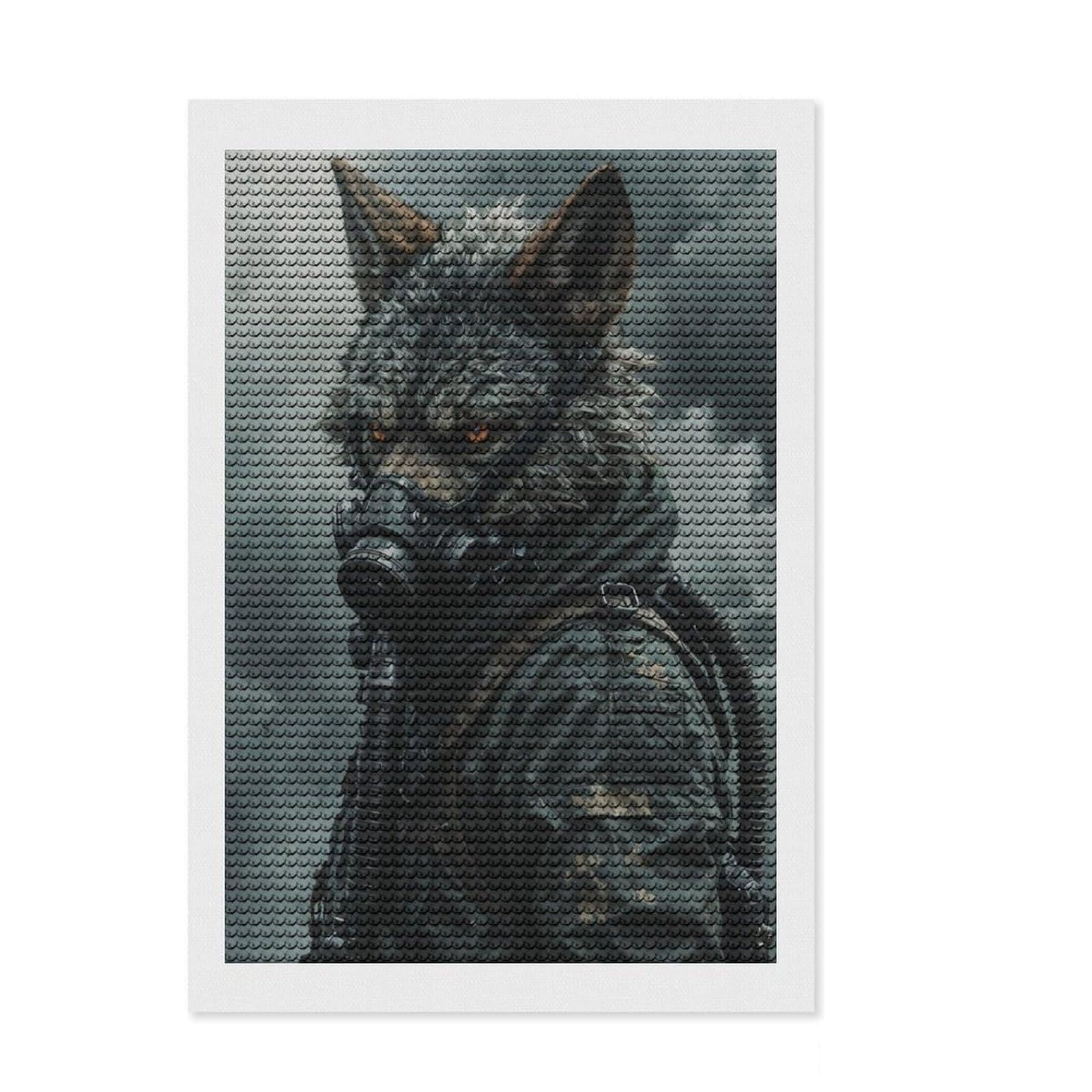 Junmoney Gas Mask Wolf Diamond Art Kit 8"x12", Stress Relief Craft, Satisfying Creative Project, Cosy Home Accent, for Beginners