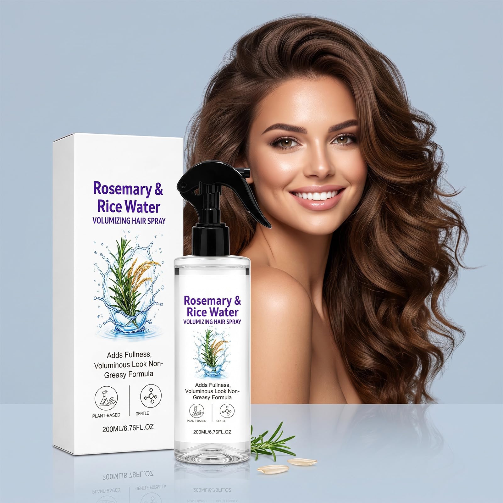 Rosmarin & Reis Wasser Haarspray, nährender Conditioning Mist (3pcs) | Rosemary & Rice Water | Leave-In Conditioning Mist | Hydrates, Smooths Frizz, Adds Volume & Natural Shine