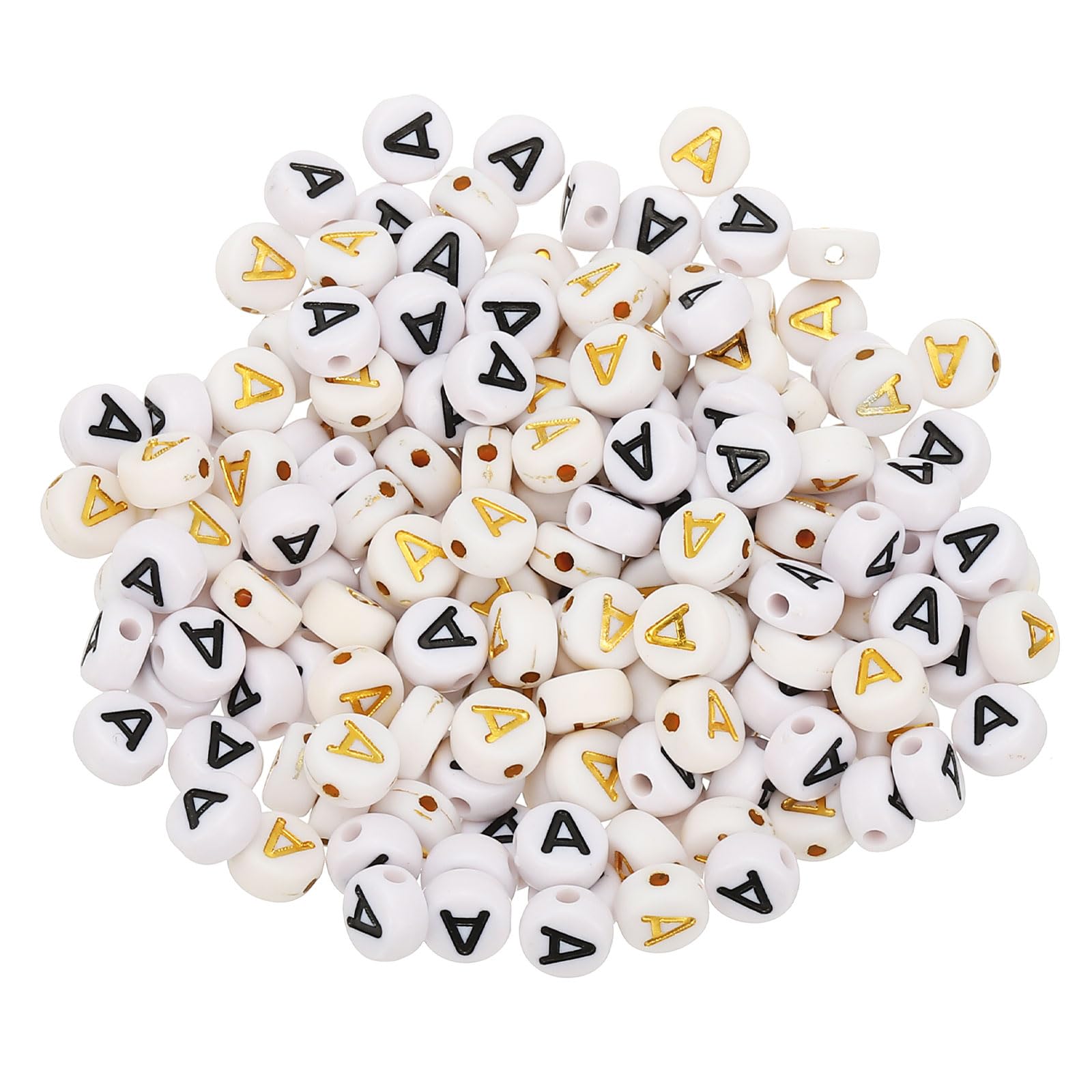 sourcing map 200 Pcs 4x7mm Acrylic Letter Beads, Round White Letter A Alphabet Spacer Beads for Jewelry Making Bracelets Necklace