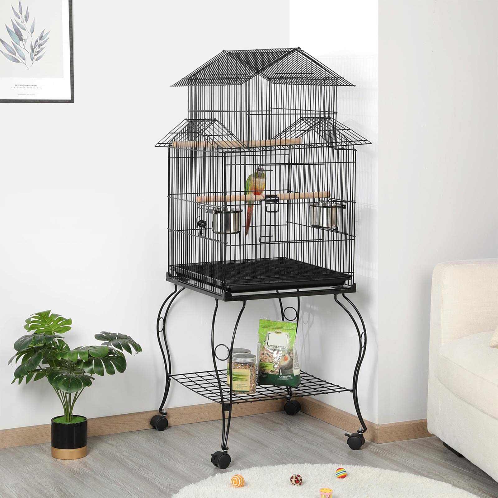 Yaheetech Knaagvolière met wieltjes, kooi voor chinchilla fretten, konijnen, cavia's Yaheetech Knaagvolière met wieltjes, kooi voor chinchilla fretten, konijnen, cavia's