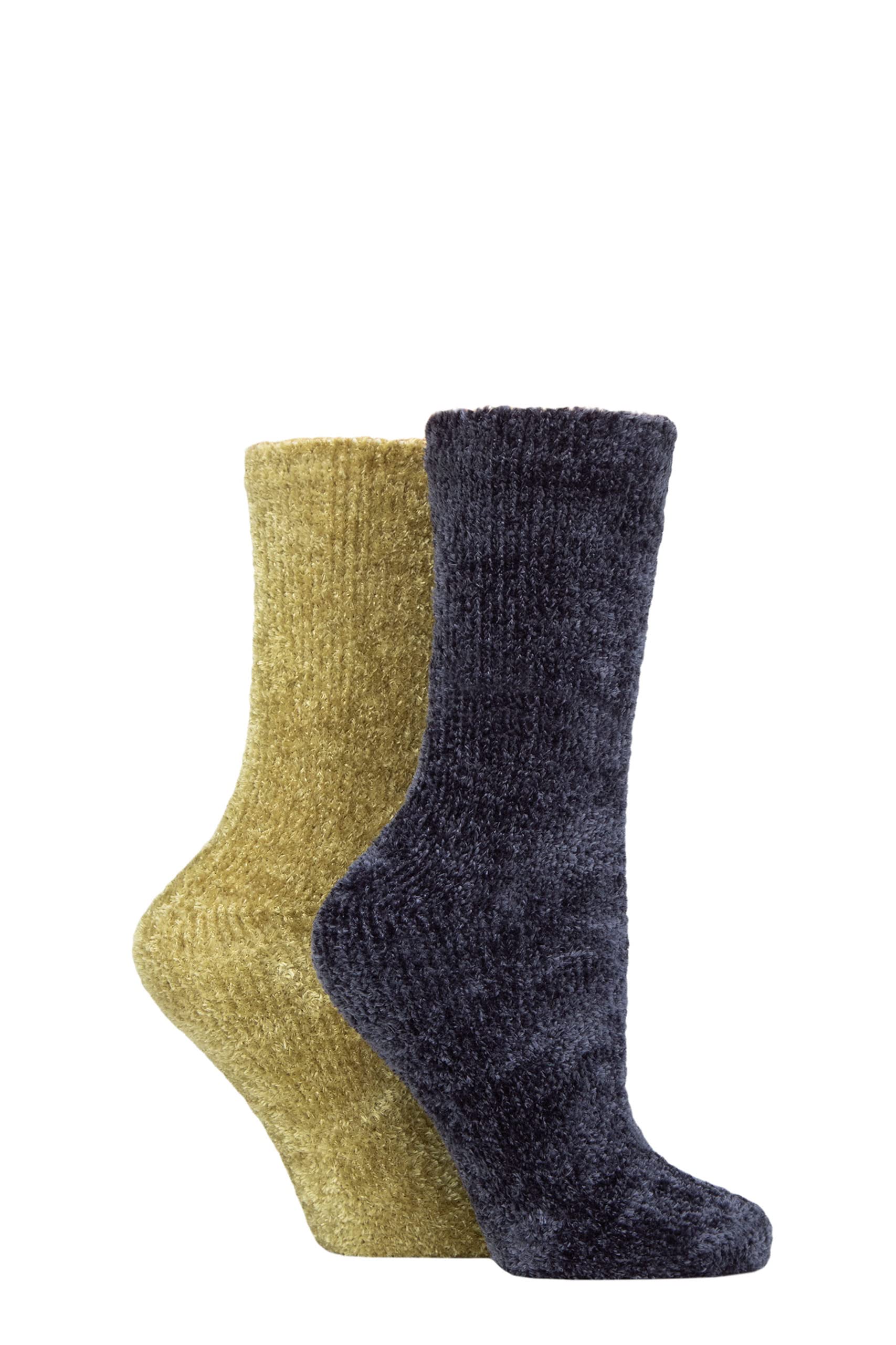 Elle Women's Autumn Apple Super Soft Silky Cosy Chenille Leisure Socks Pack Of 2 Size 4-8 In Assorted Colours