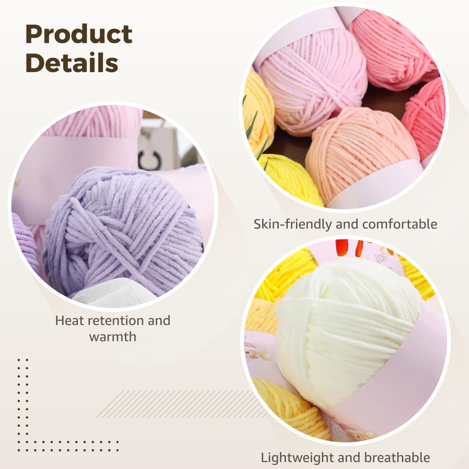 12er-Pack Chenille-Garn zum Häkeln, weiche Mischfaser, sperriges Garn, 9,9 x 5,1 x 5,1 cm, Amigurumi-Zubehör, verschiedene Farben, Häkelgarn für Bastelprojekte