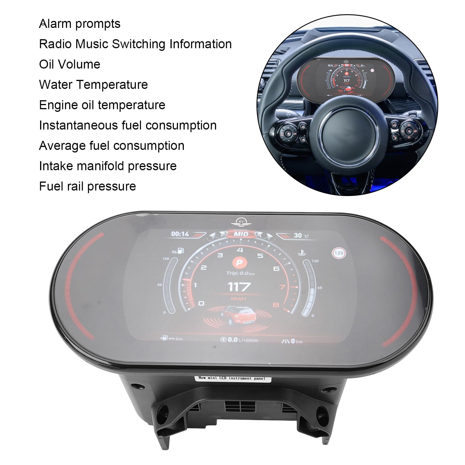 CHICIRIS Head Up Display para Automóviles Panel de Instrumentos Digital LCD de 7 Pulgadas con Alarma en Tiempo Real que Indica Datos de Plug and Play para F54 F55 F56 2014 a 2023