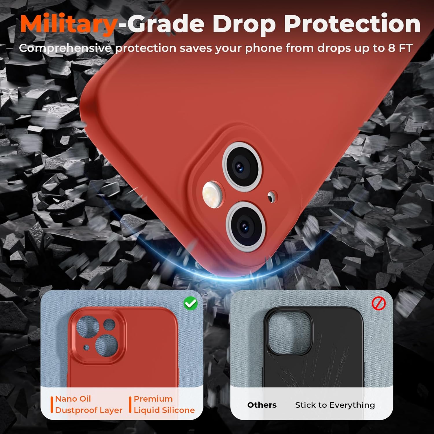 SUPFINE Designed for iPhone 13 Case,Premium Liquid Silicone with [Soft Anti-Scratch Microfiber Lining][Upgraded Camera Protection] Slim Shockproof Protective Phone Case for Men Women Girls,Red - Image 6