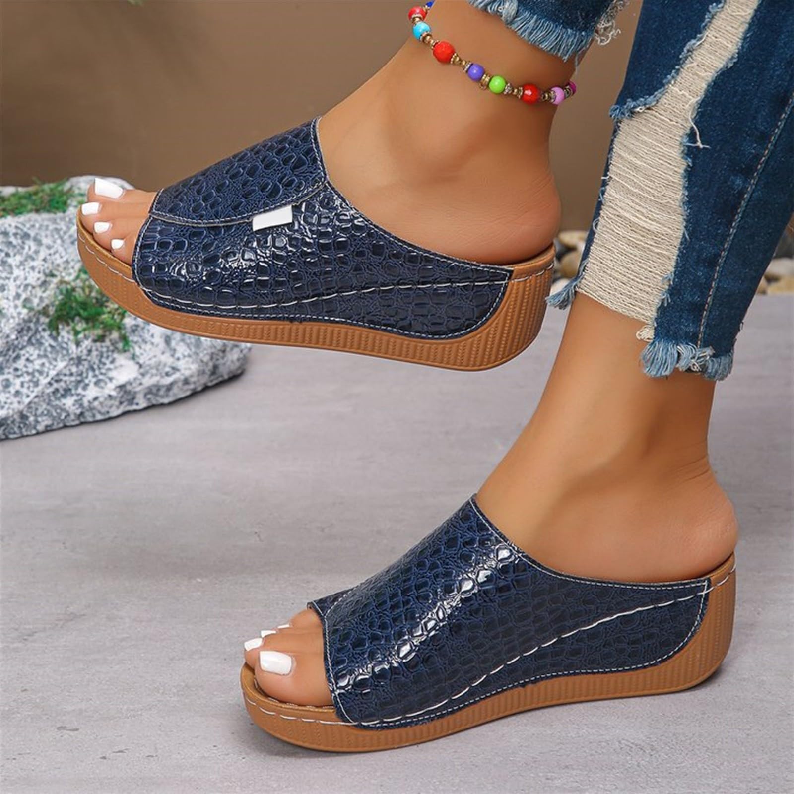 Sandali Donna con Zeppa Zeppe Estive Neri Comodi Ciabatte da Spiaggia con Tacco a Spillo da Donna Suola Sandali Casual Fondo a Spillo Alti Estive Scarpe