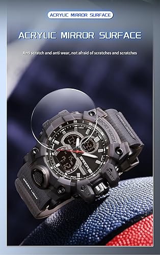 Miniatura 5 de FANMIS Reloj de pulsera de cuarzo casual con energía solar para hombre, analógico, digital, multifuncional, negro, reloj deportivo